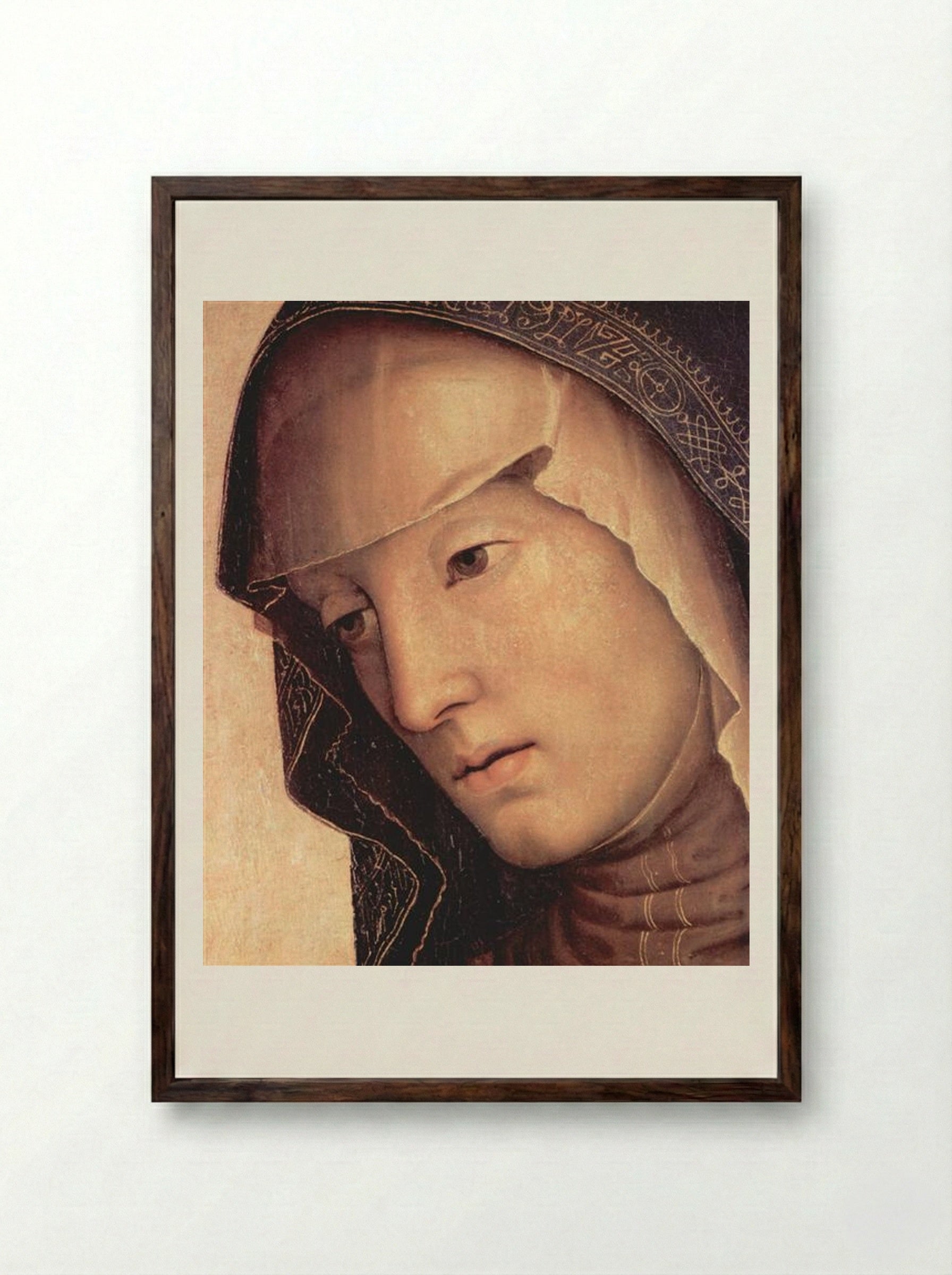 Pieta (Detail of the Virgin Mary) - Pietro Perugino - Framed Print Dark Wood