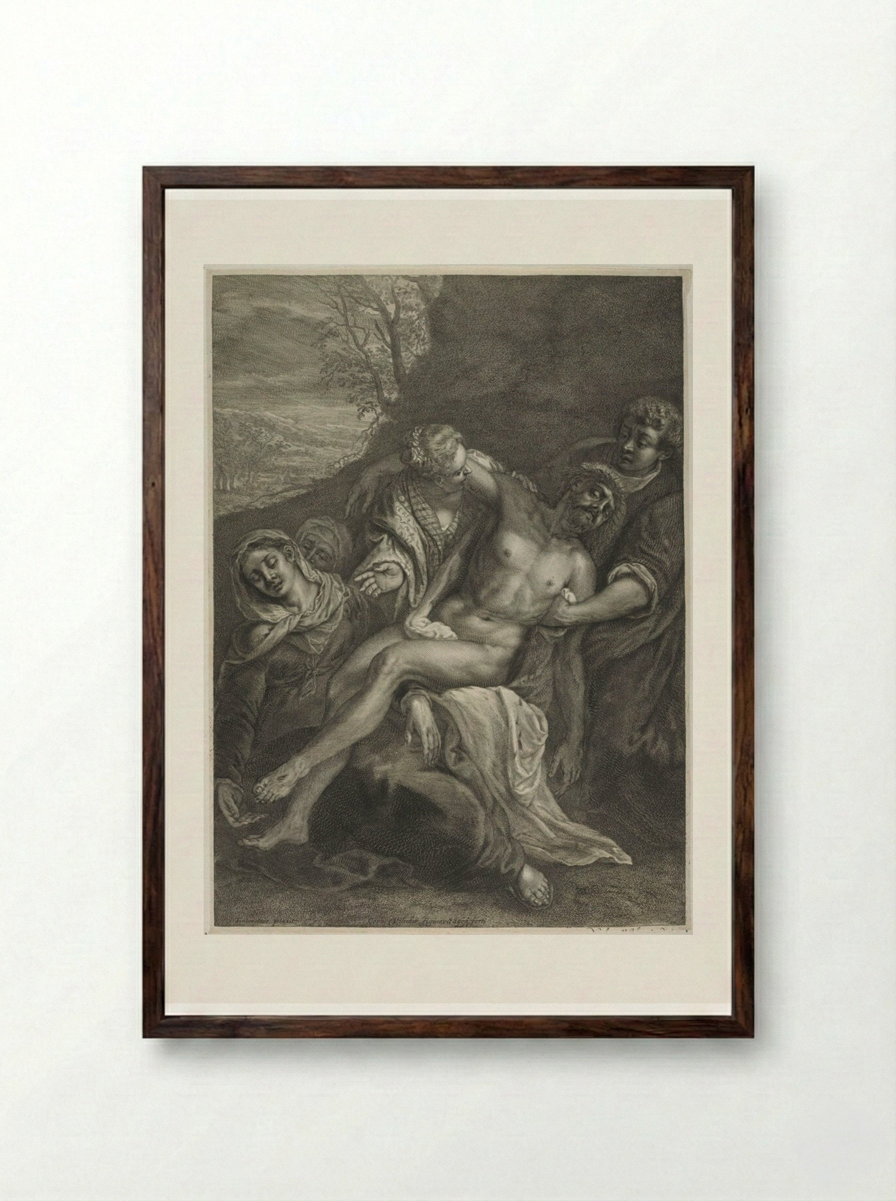 Pieta - Cornelis Visscher - Framed Print Dark Wood