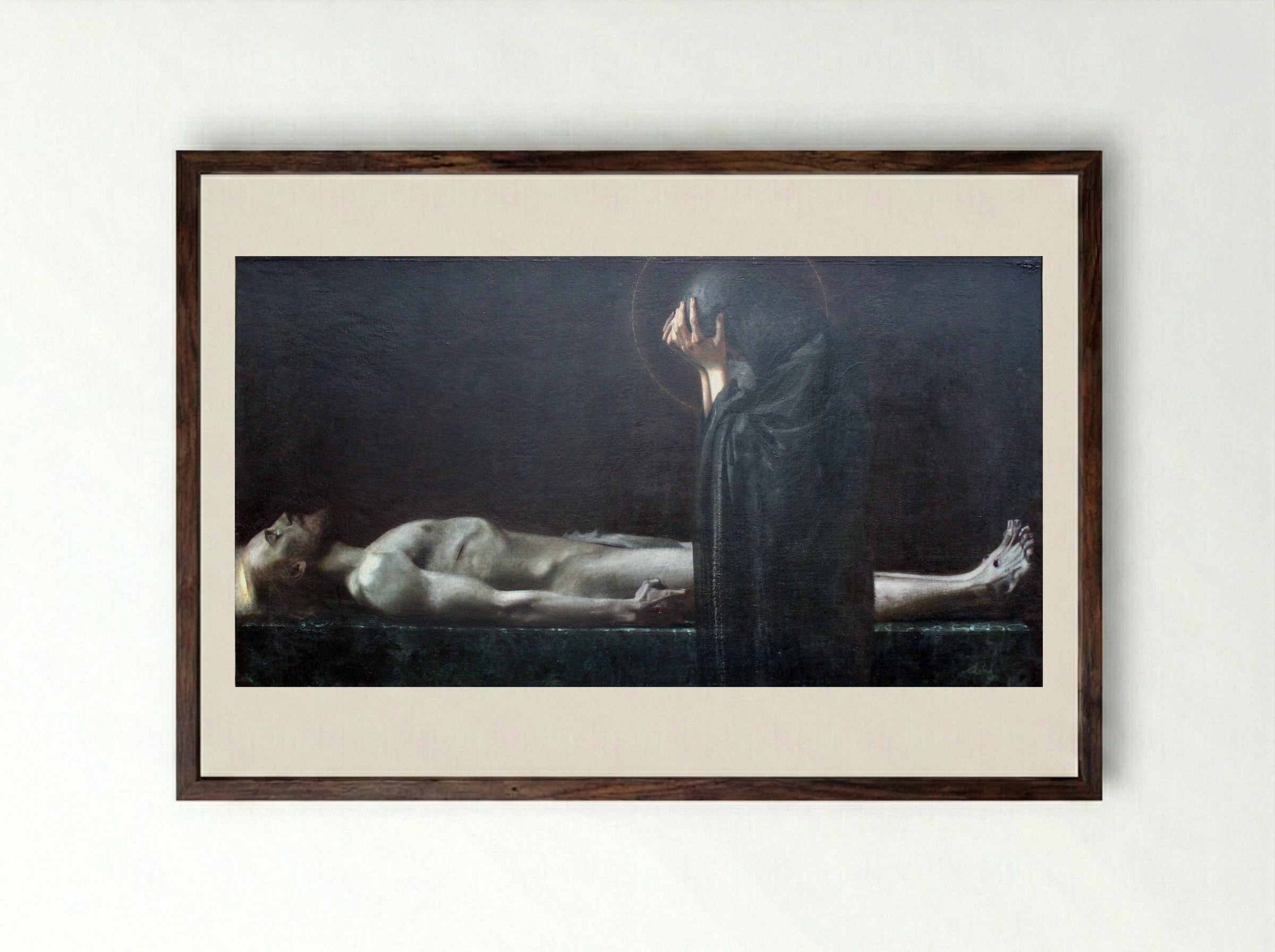 Pieta - Franz von Stuck - Framed Print Dark Wood