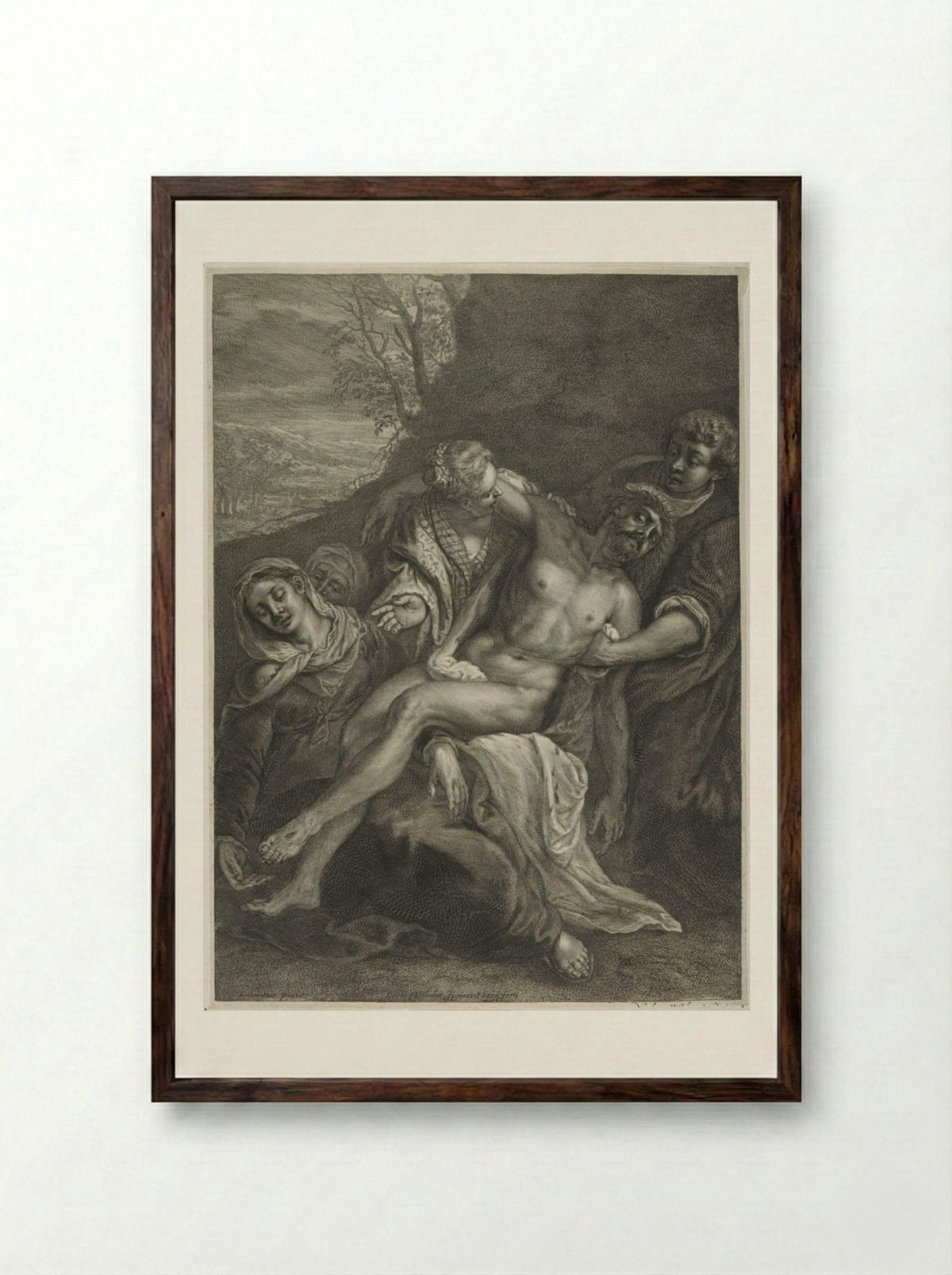 Pieta - Cornelis Visscher - Framed Print Dark Wood