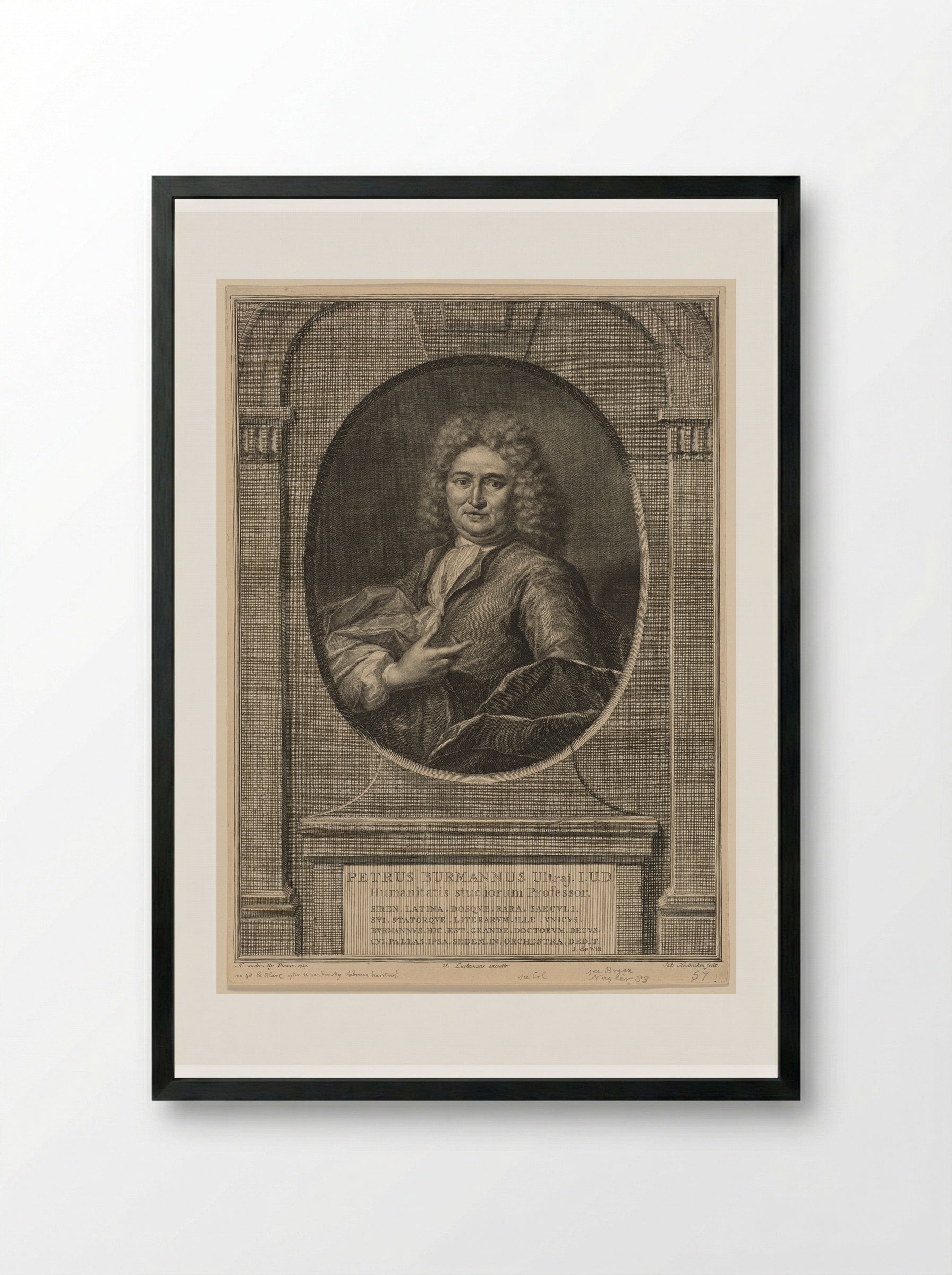 Pieter Burmann - Jacobus Houbraken - Framed Print Black