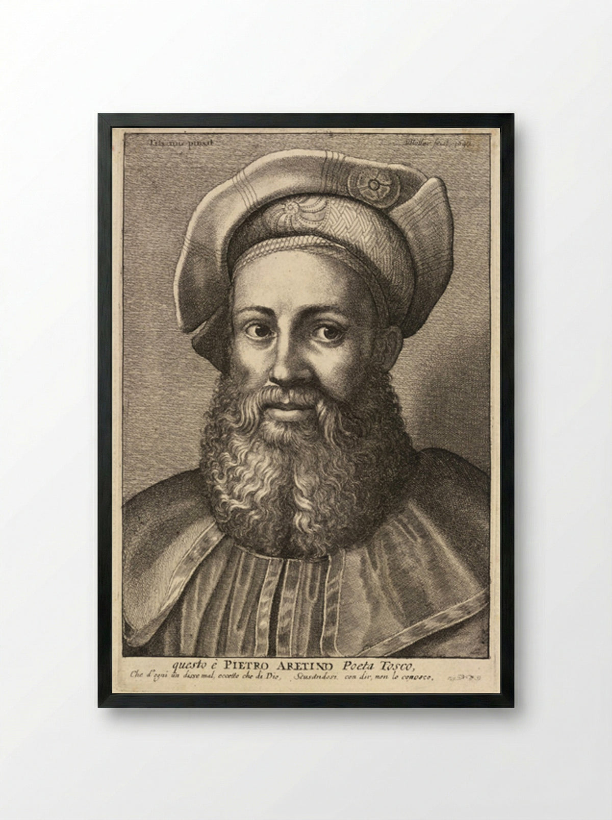 Pietro Aretino - Wenceslaus Hollar - Framed Print Black