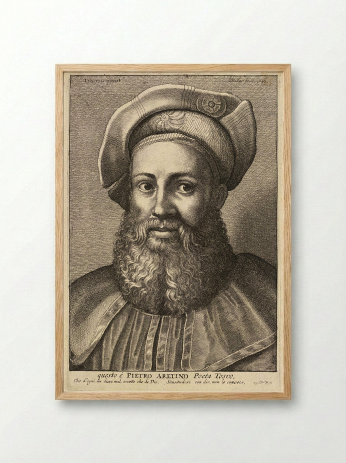 Pietro Aretino - Wenceslaus Hollar - Framed Print Wood