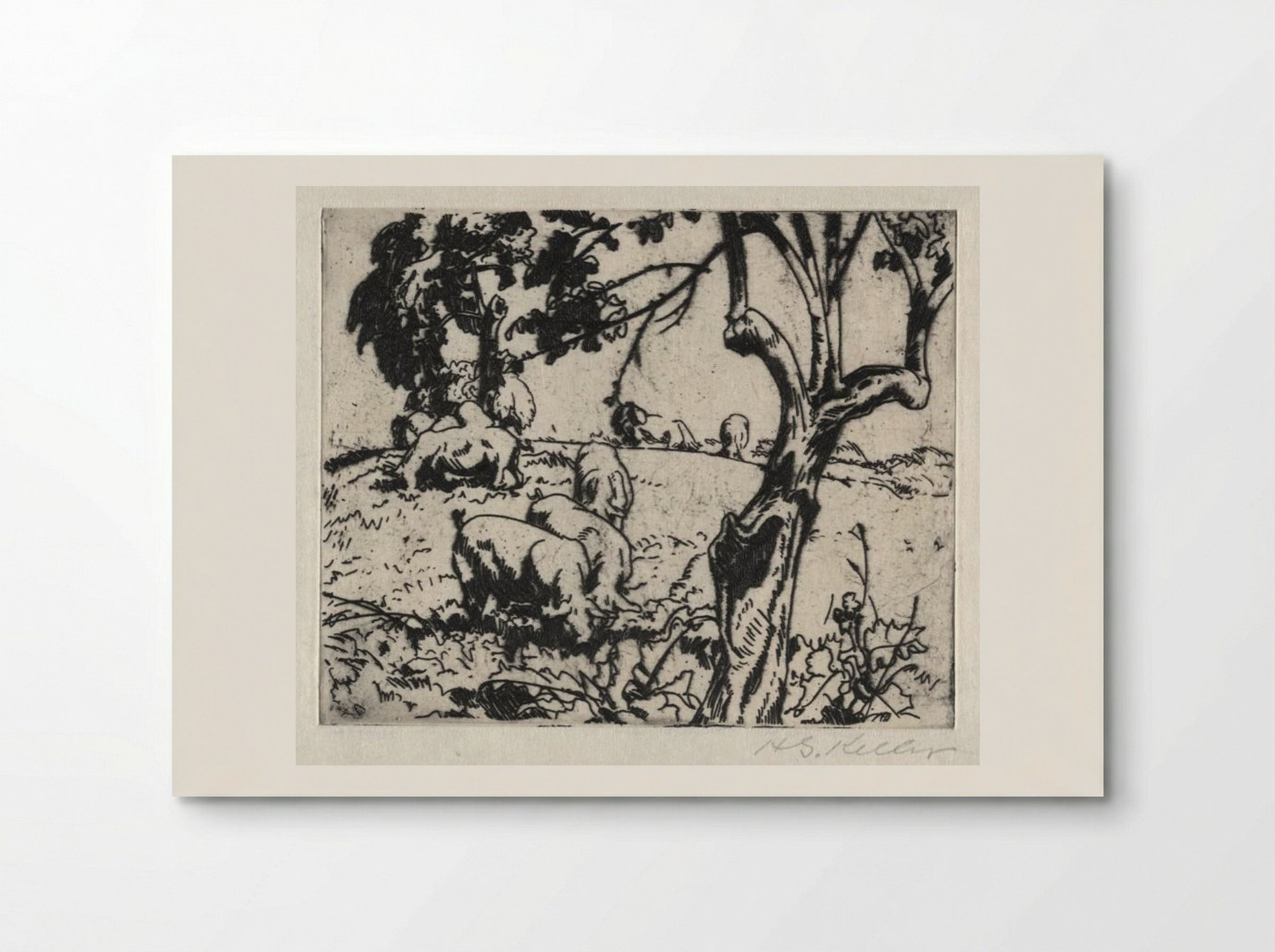 Pigs in Orchard - Henry Keller - Poster