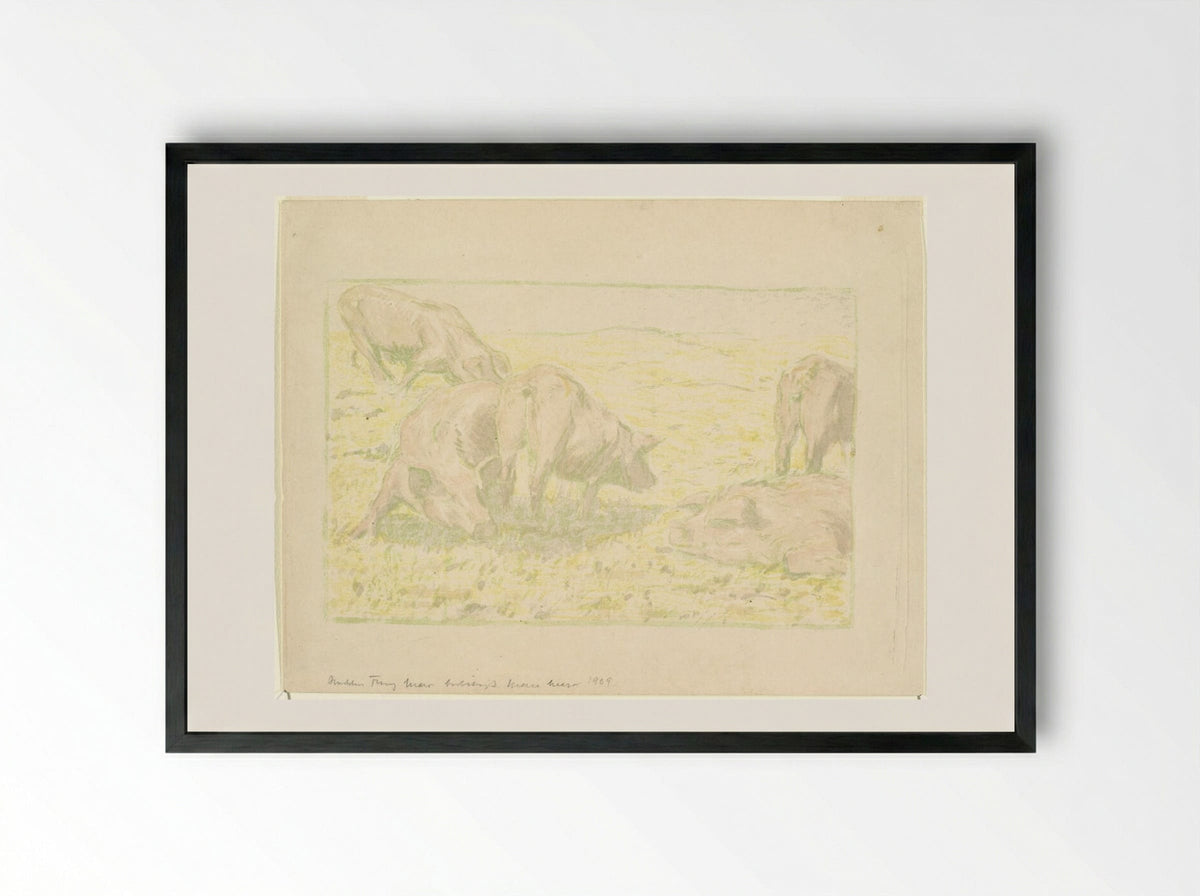 Pigs in the Sun - Franz Marc - Framed Print Black