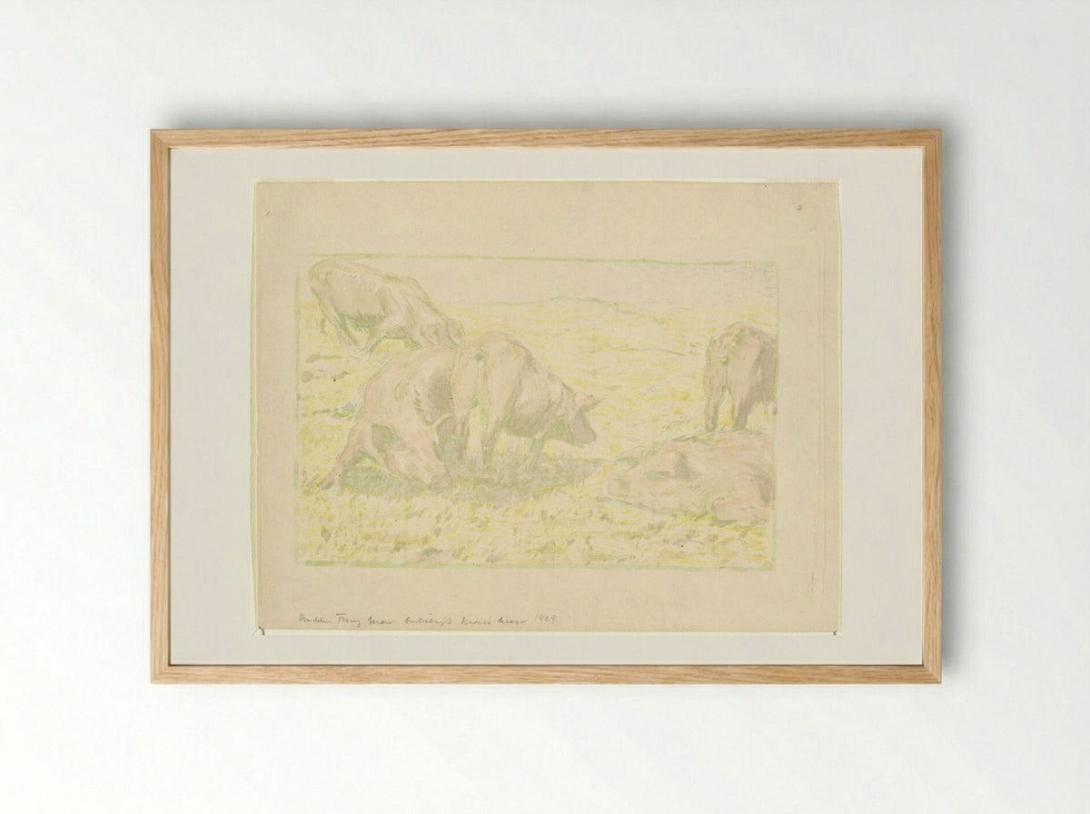 Pigs in the Sun - Franz Marc - Framed Print Wood