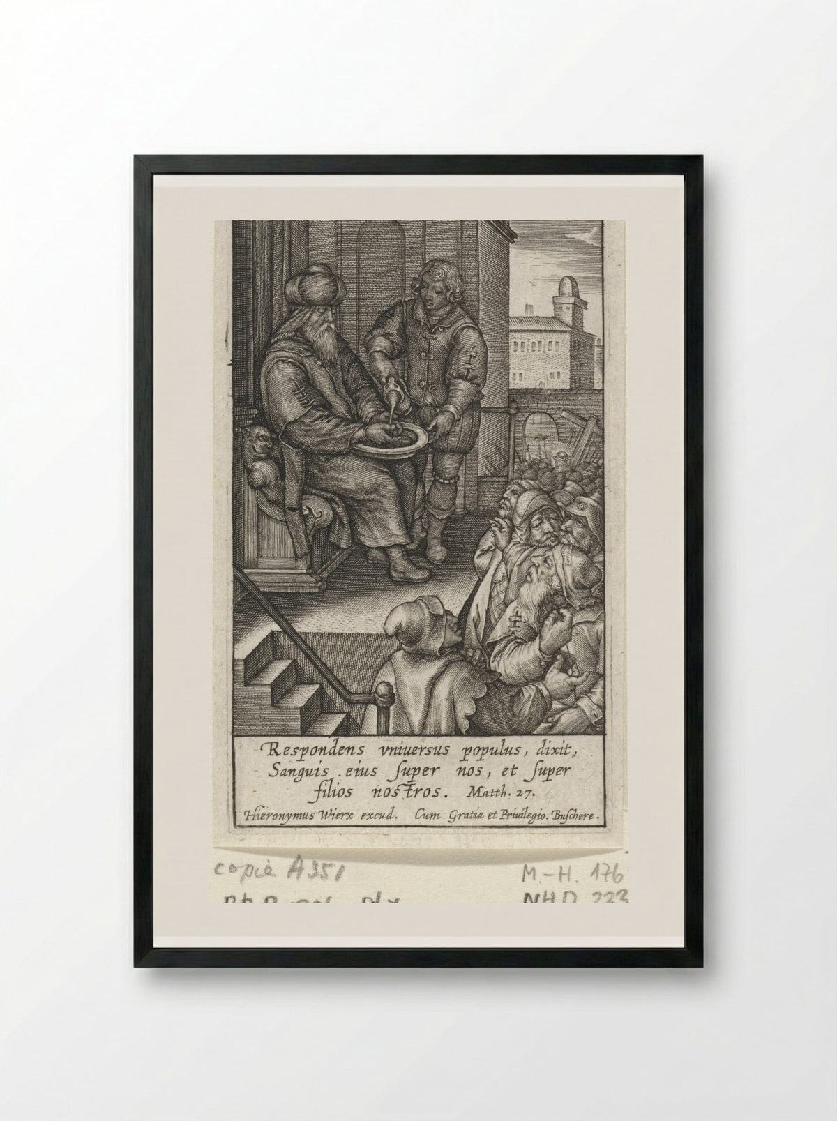 Pilate Washing His Hands - Hieronymus Wierix - Framed Print Black