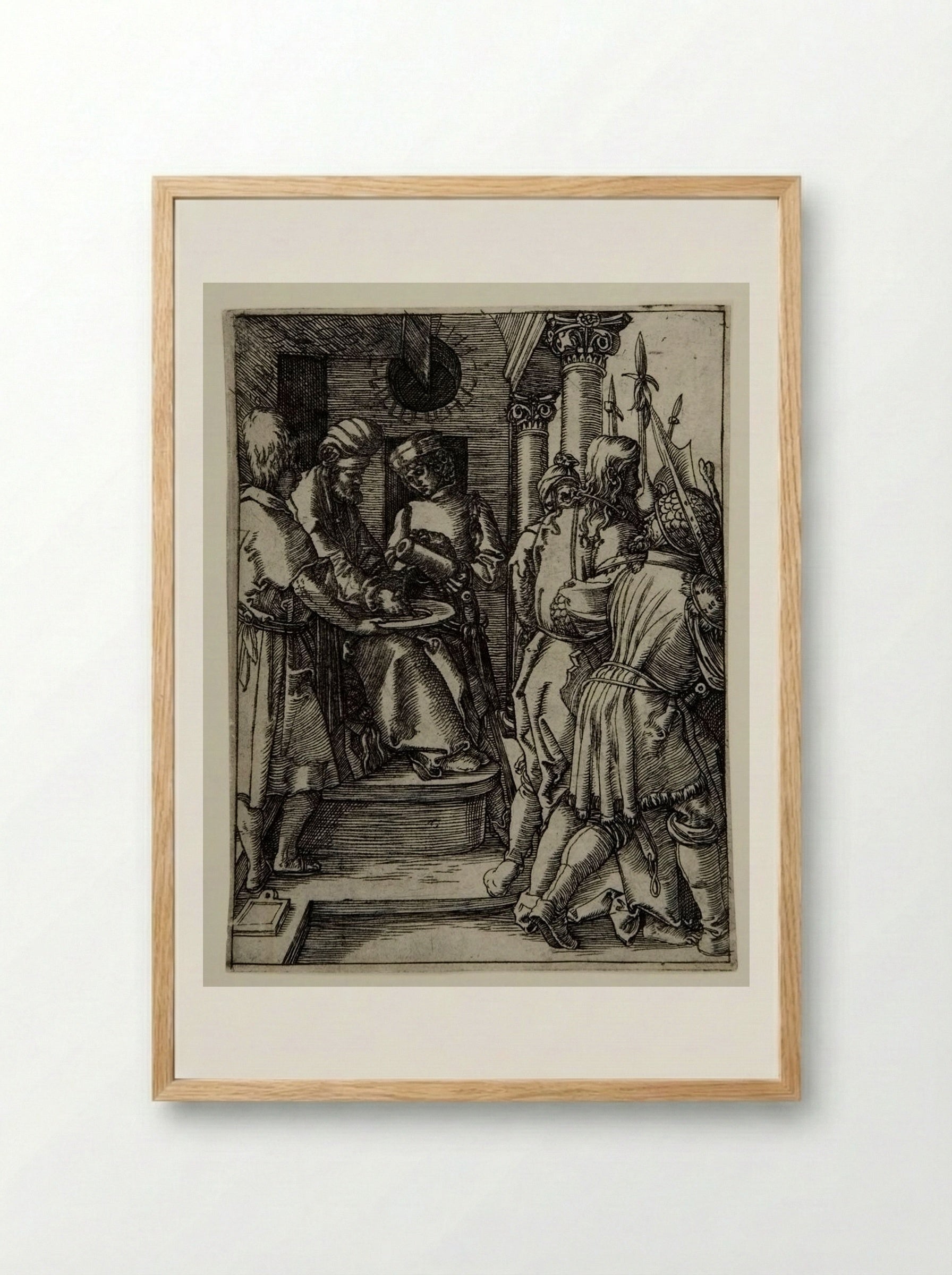 Pilate Washing His Hands - Marcantonio Raimondi - Framed Print Wood