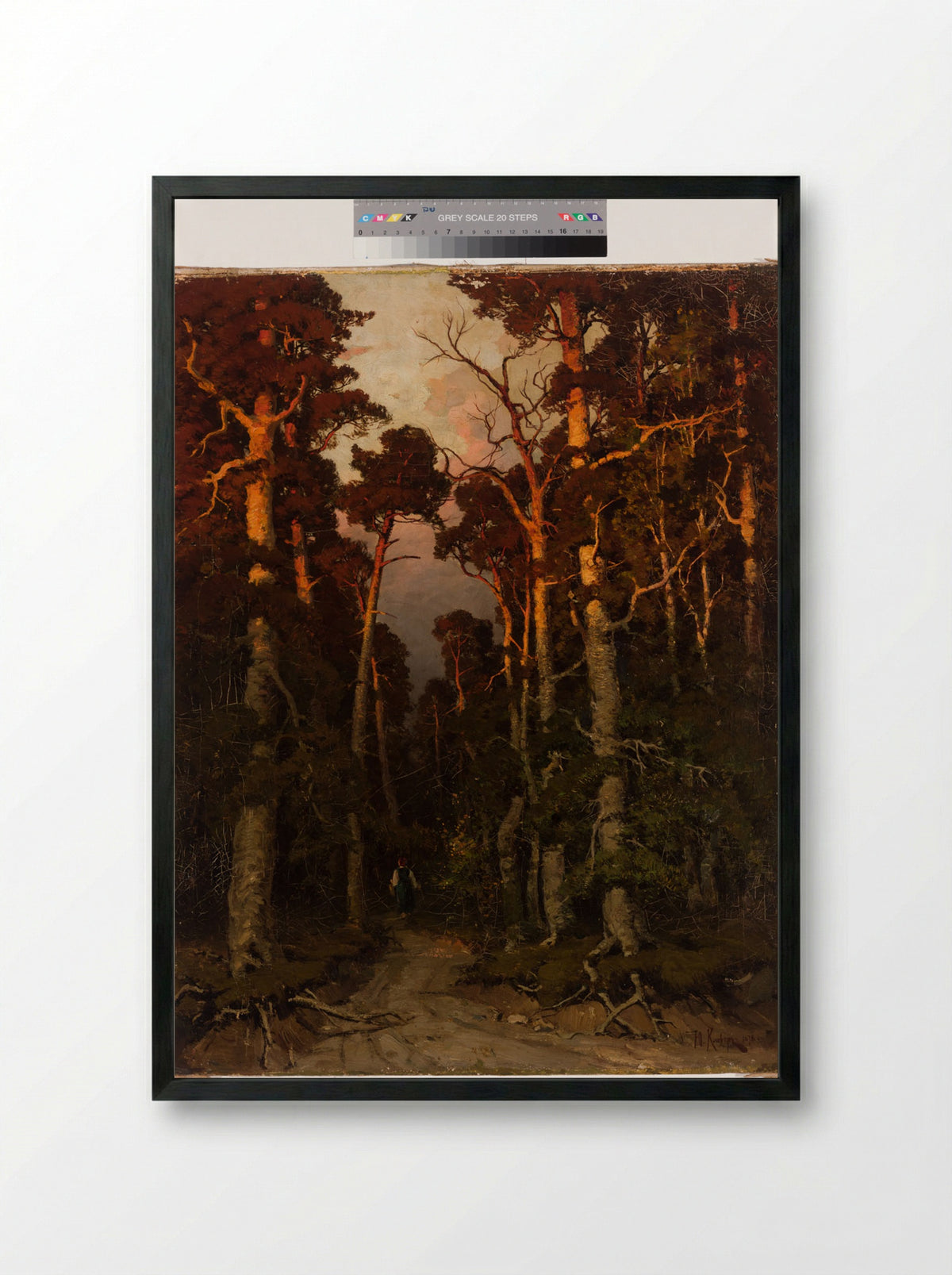 Pine Forest Motiv - Julius Sergius von Klever - Framed Print Black