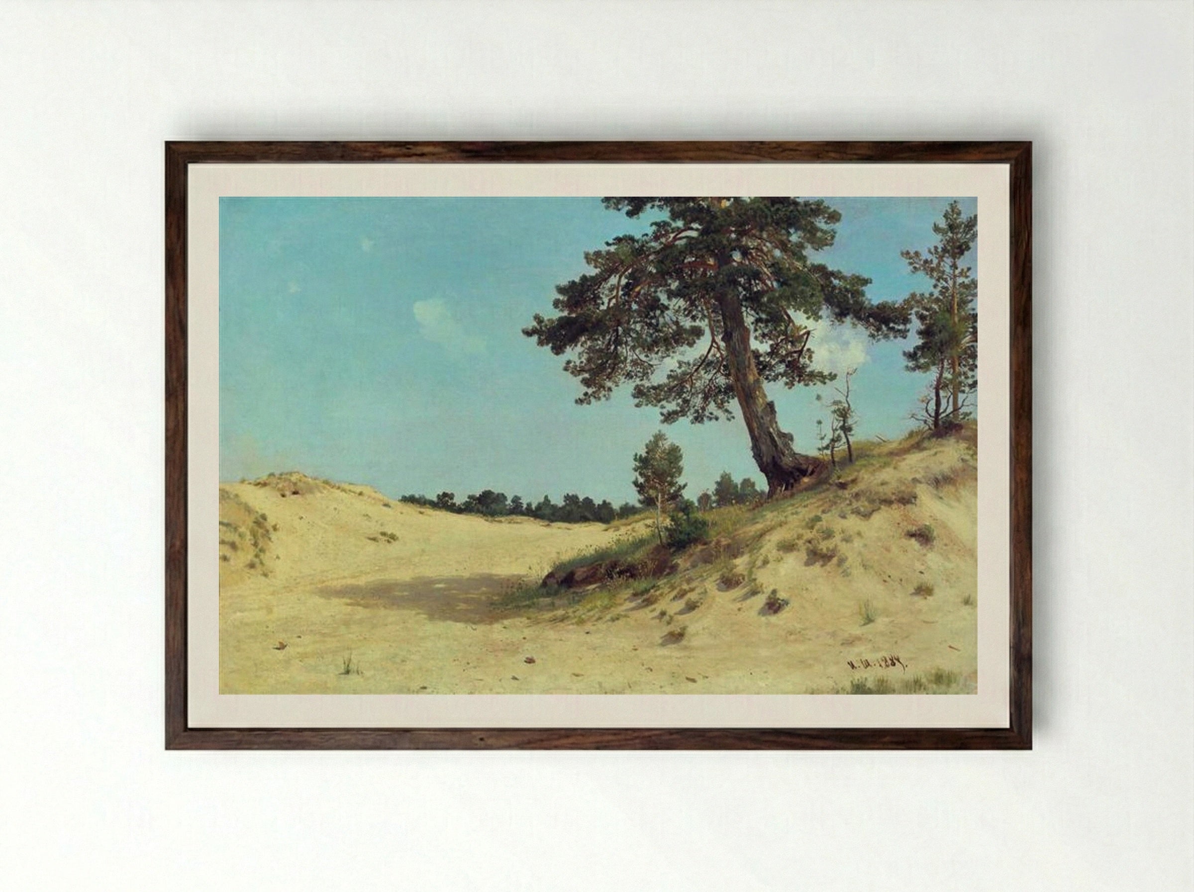 Pine on Sand - Ivan Shishkin - Framed Print Dark Wood