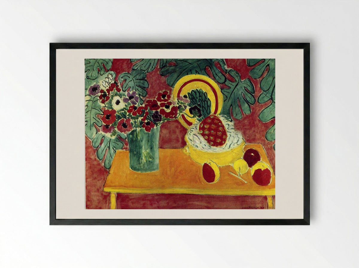 Pineapple and Anemones - Henri Matisse - Framed Print Black