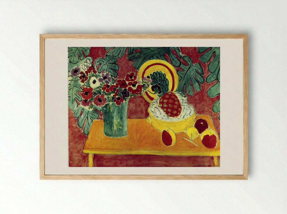 Pineapple and Anemones - Henri Matisse - Framed Print Wood