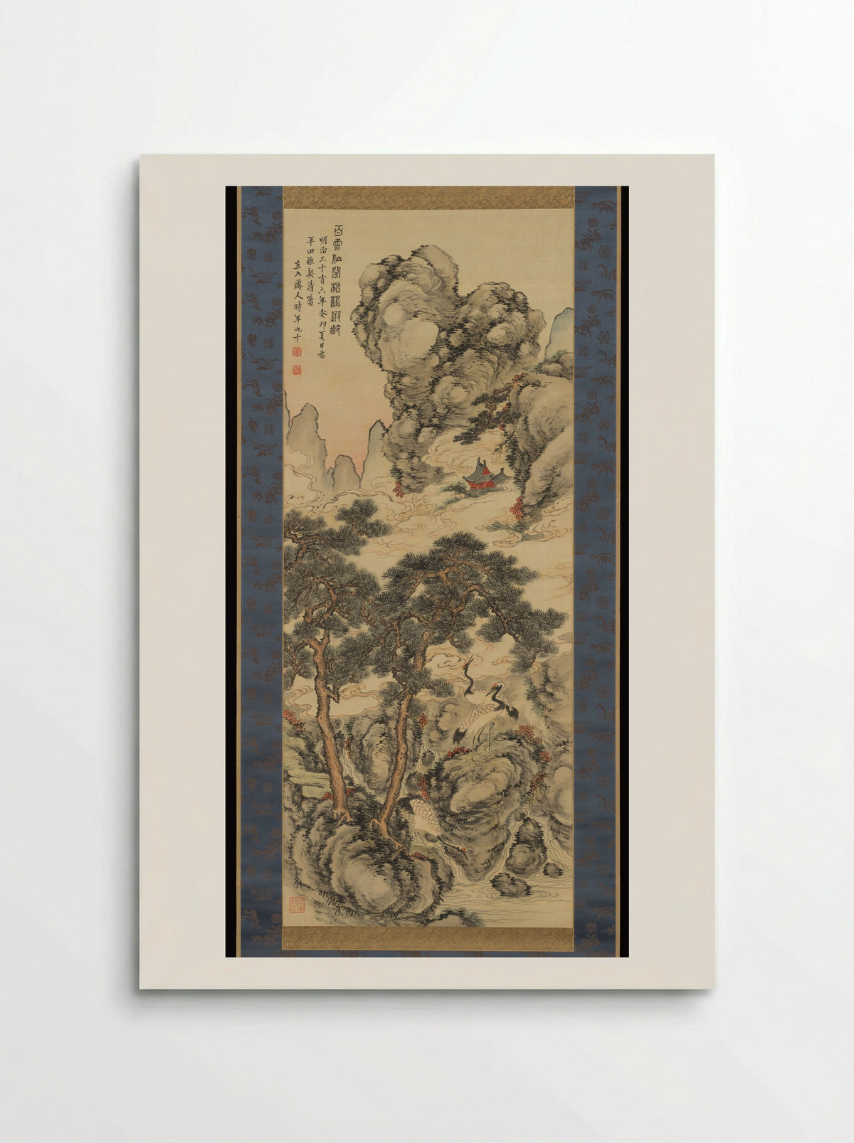 Pines and Cranes of Longevity - Tanomura Chokunyū - Poster
