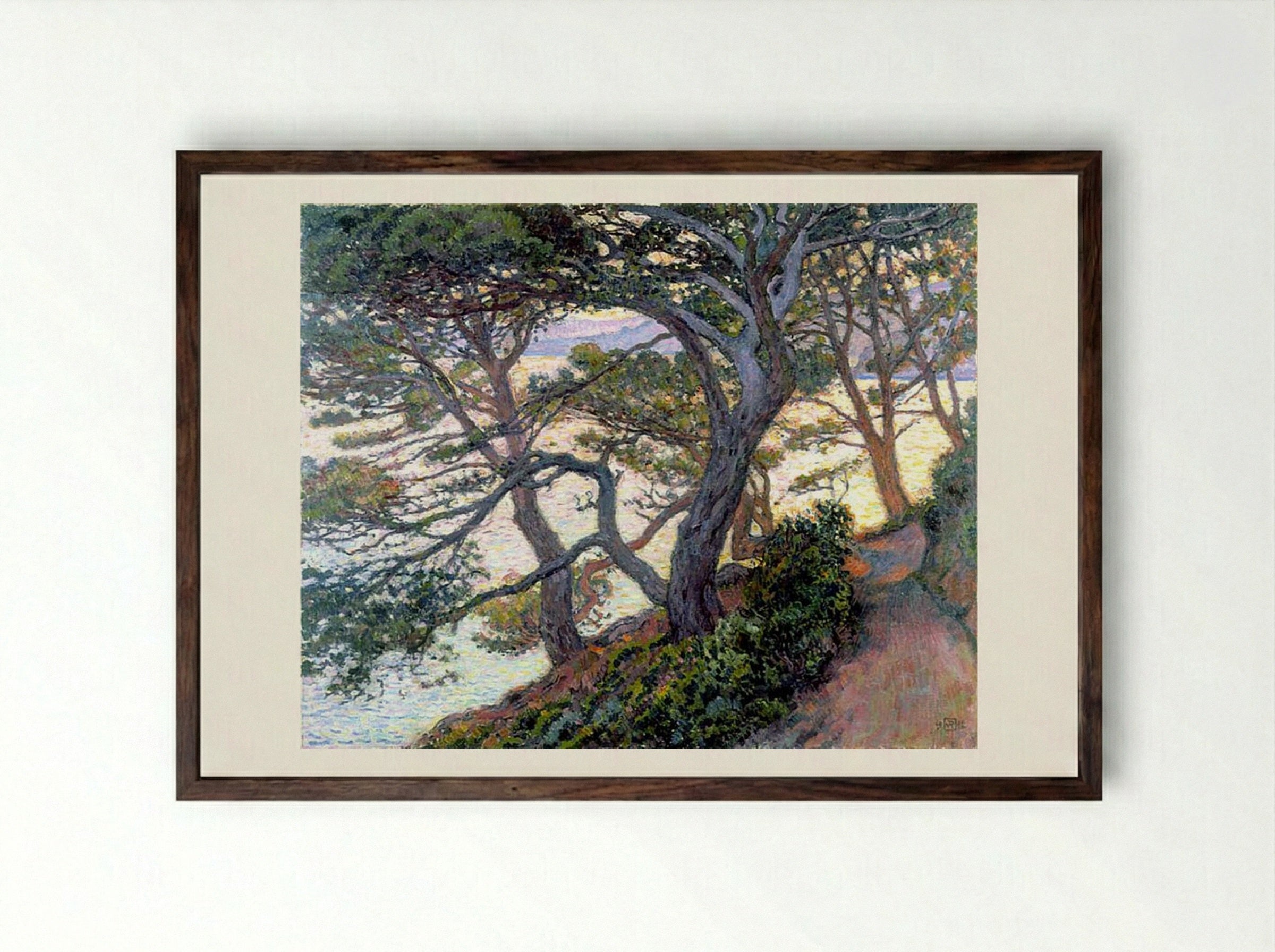 Pines of Rayol - Théo van Rysselberghe - Framed Print Dark Wood