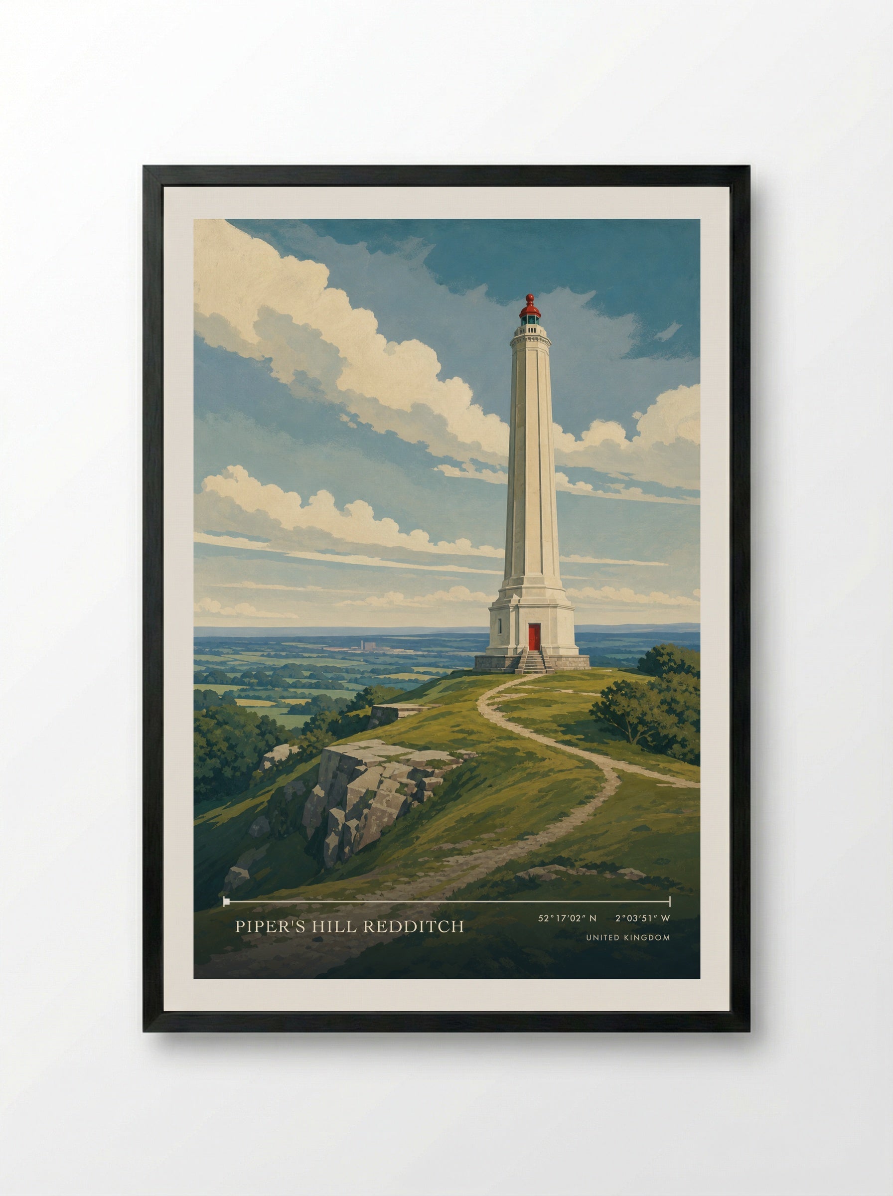 Piper's Hill Redditch United Kingdom Travel Poster - Framed Print Black