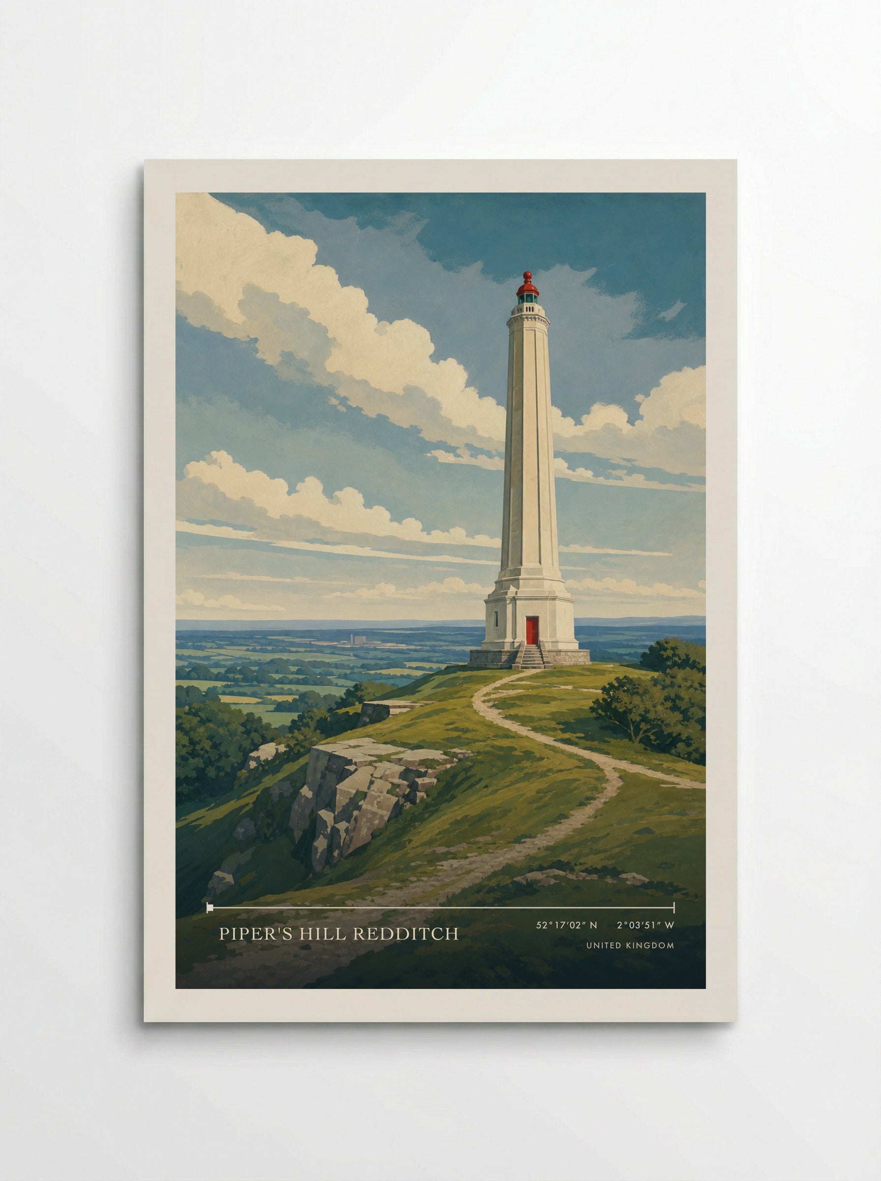 Piper's Hill Redditch United Kingdom Travel Poster - Poster