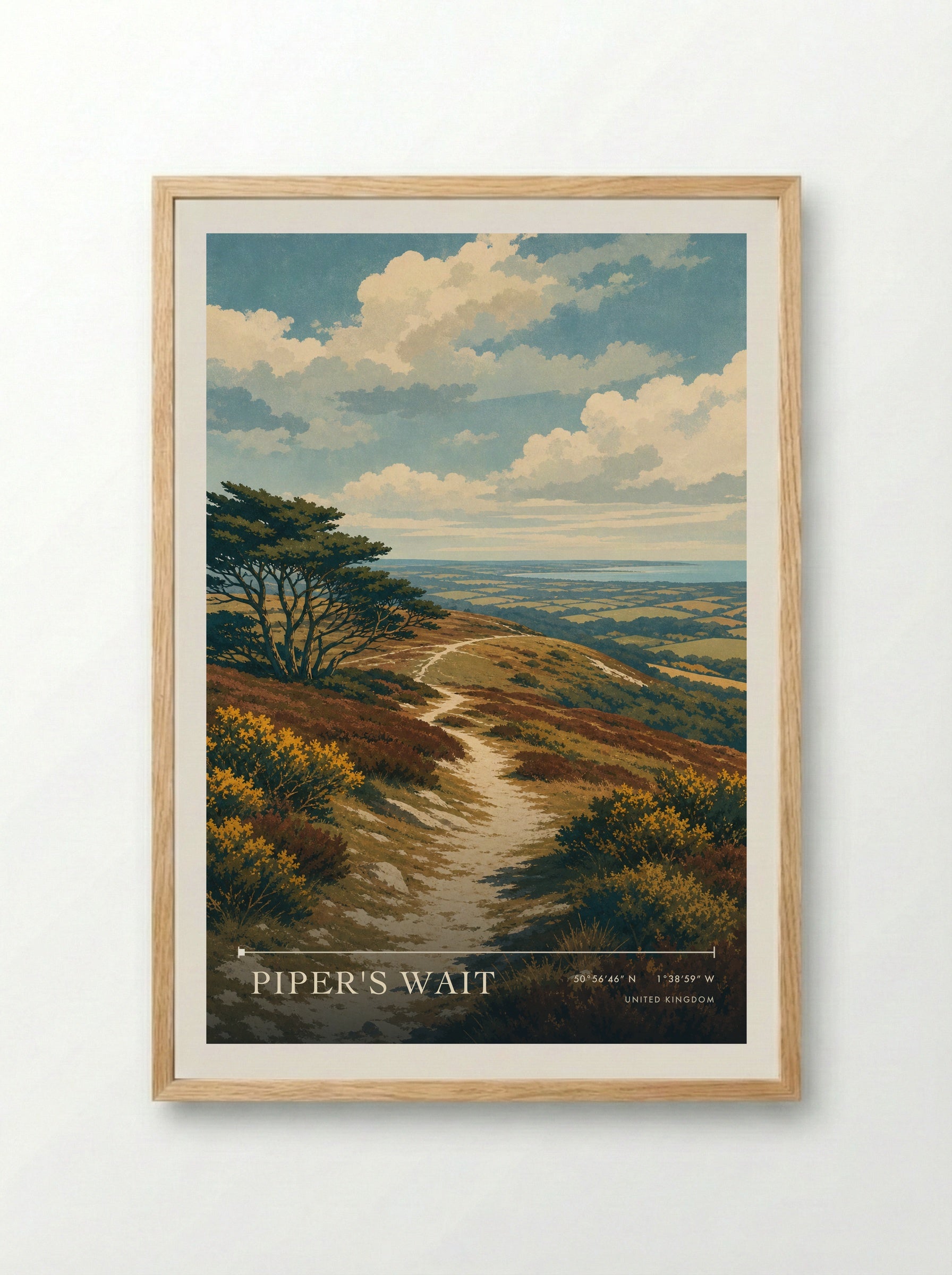 Piper's Wait United Kingdom Travel Poster - Framed Print Wood
