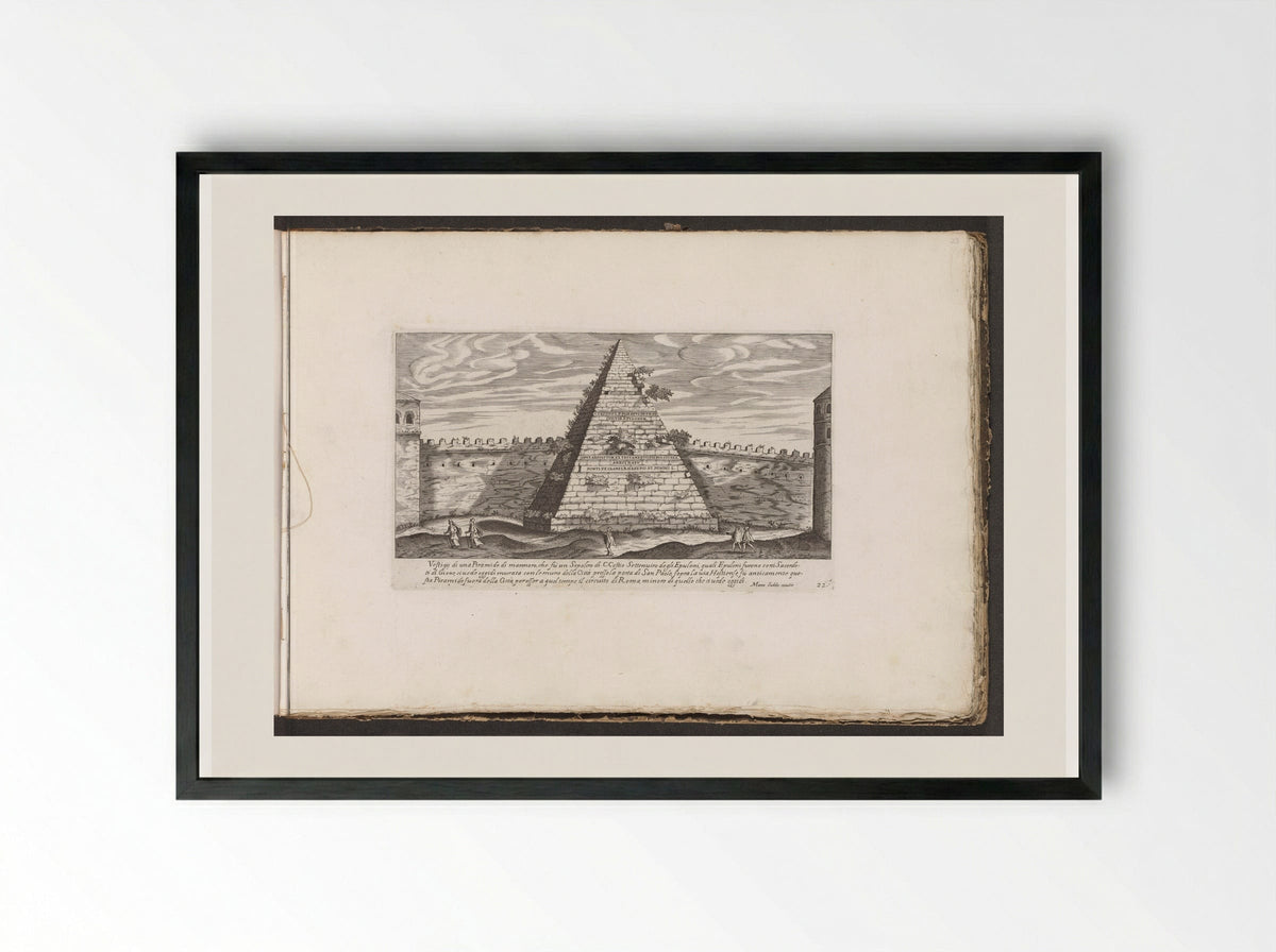 Piramide di Cestio - Giovanni Giacomo de' Rossi - Framed Print Black