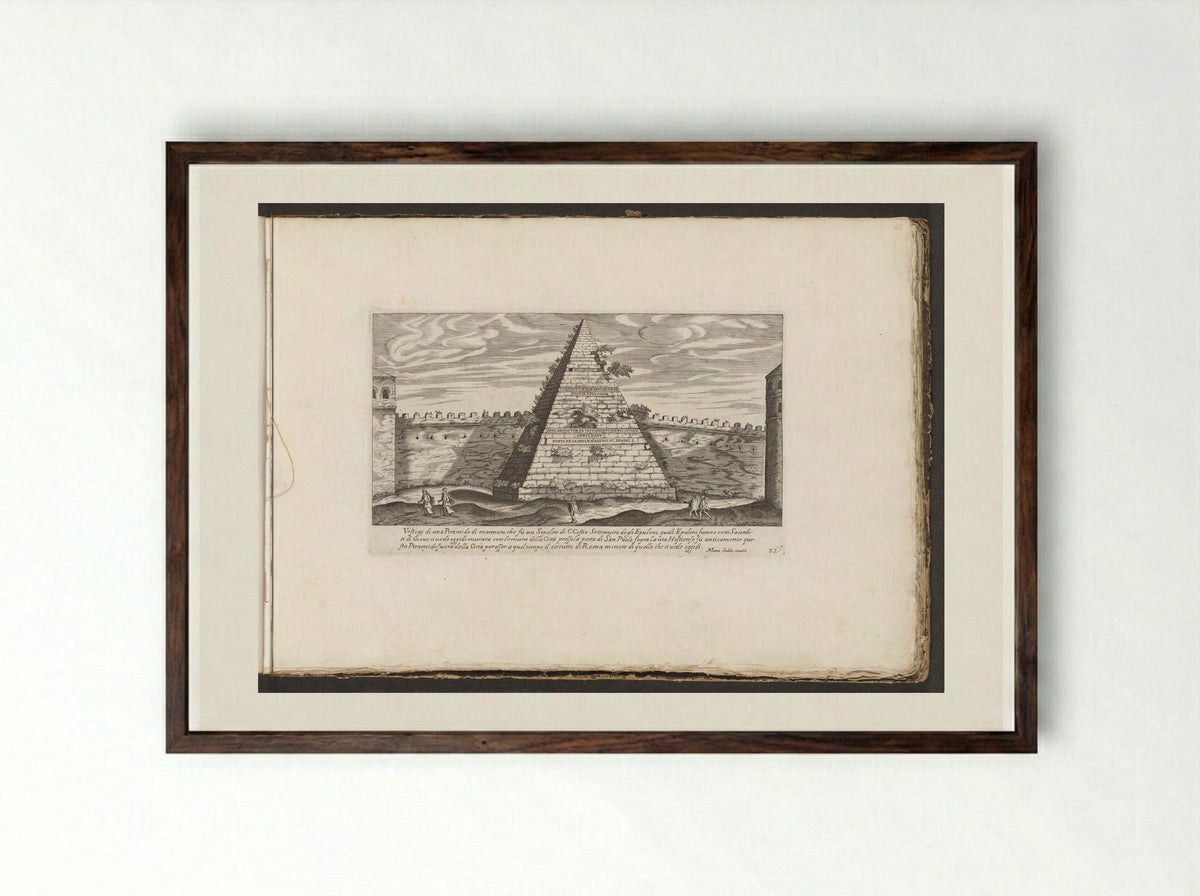 Piramide di Cestio - Giovanni Giacomo de' Rossi - Framed Print Dark Wood