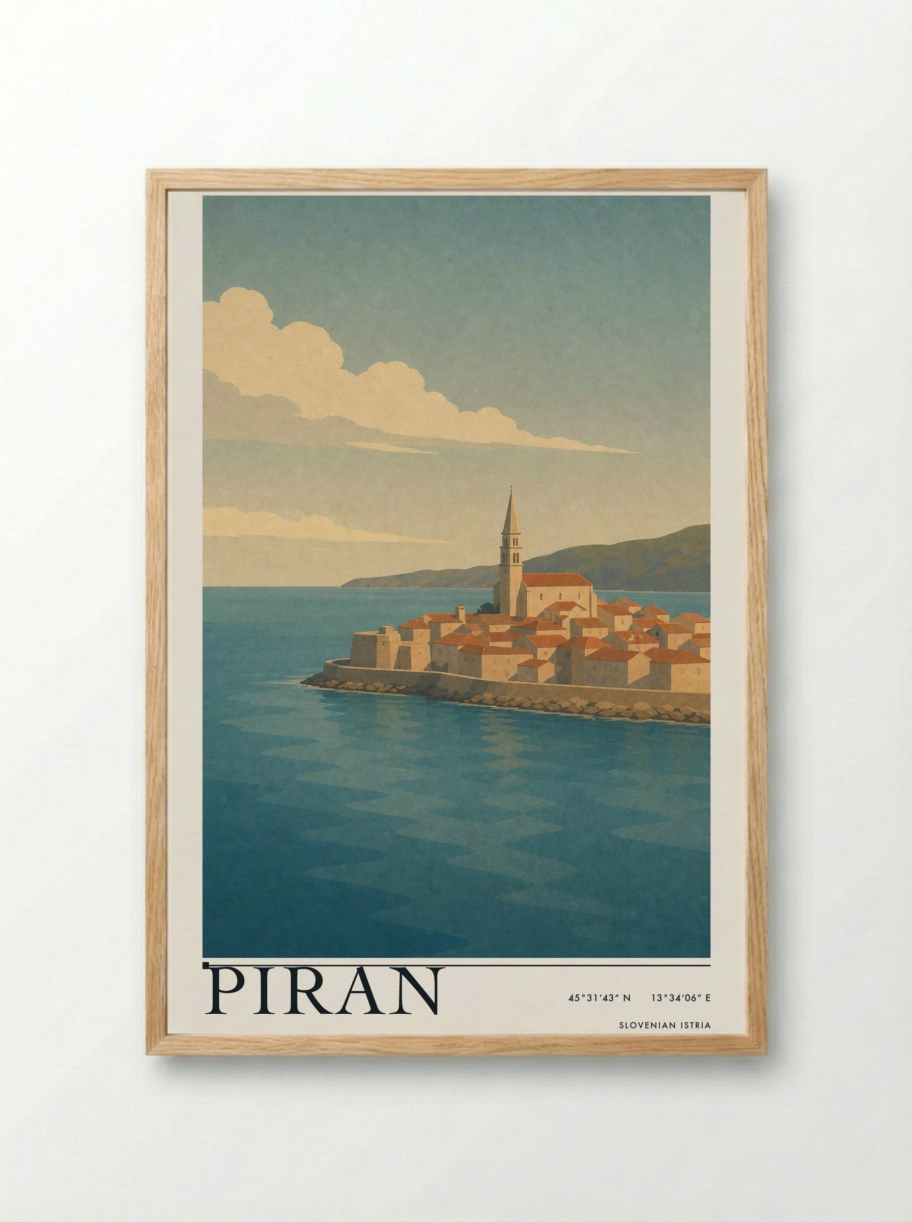 Piran Travel Poster Artwork - Framed Print Wood