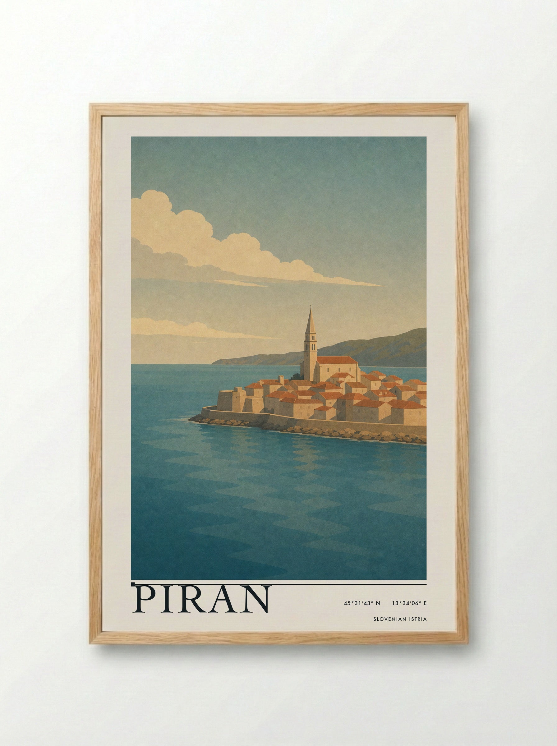 Piran Travel Poster Artwork - Framed Print Wood