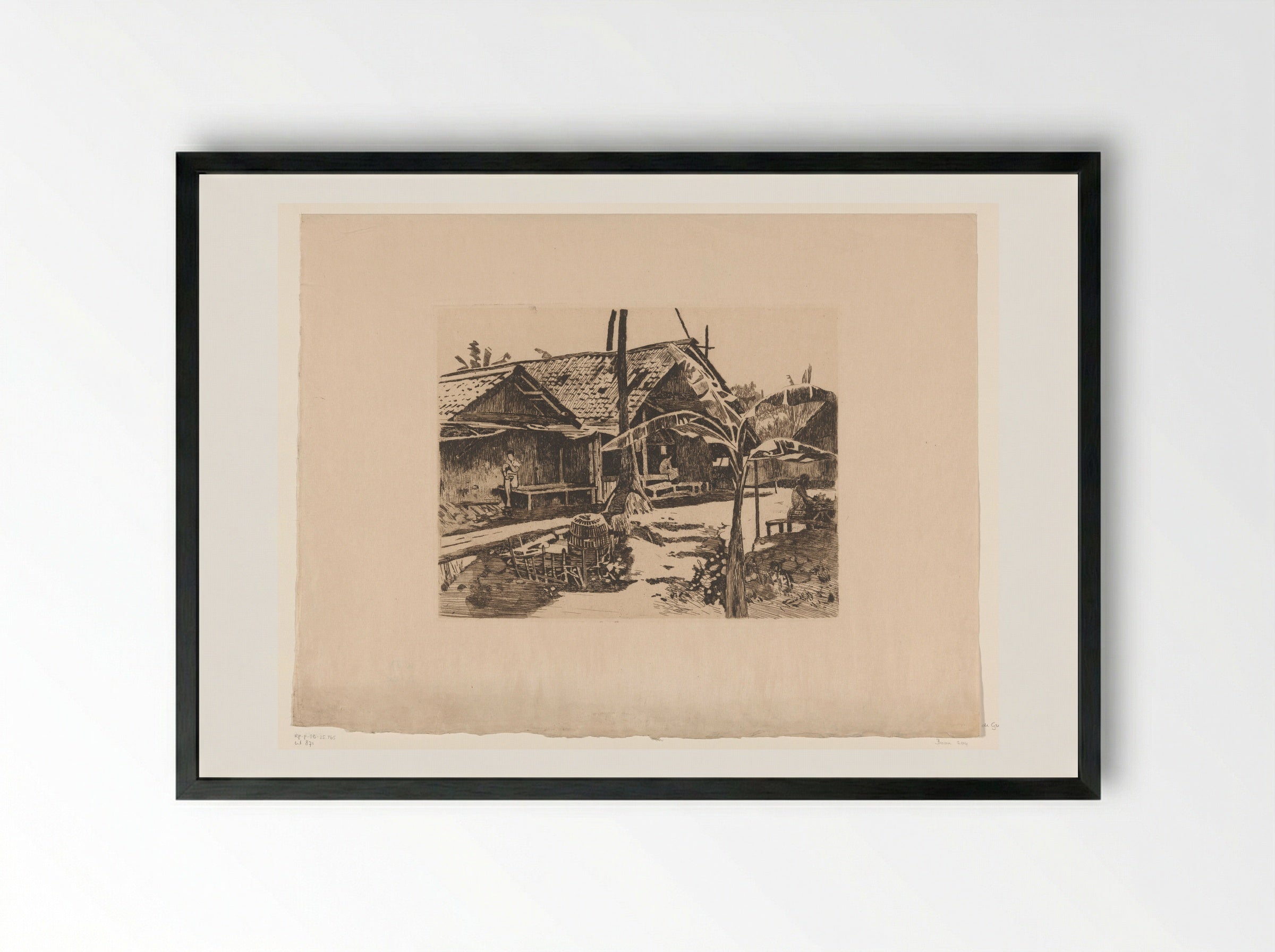 Pisangboom in een kampong in Buitenzorg - Willem Witsen - Framed Print Black