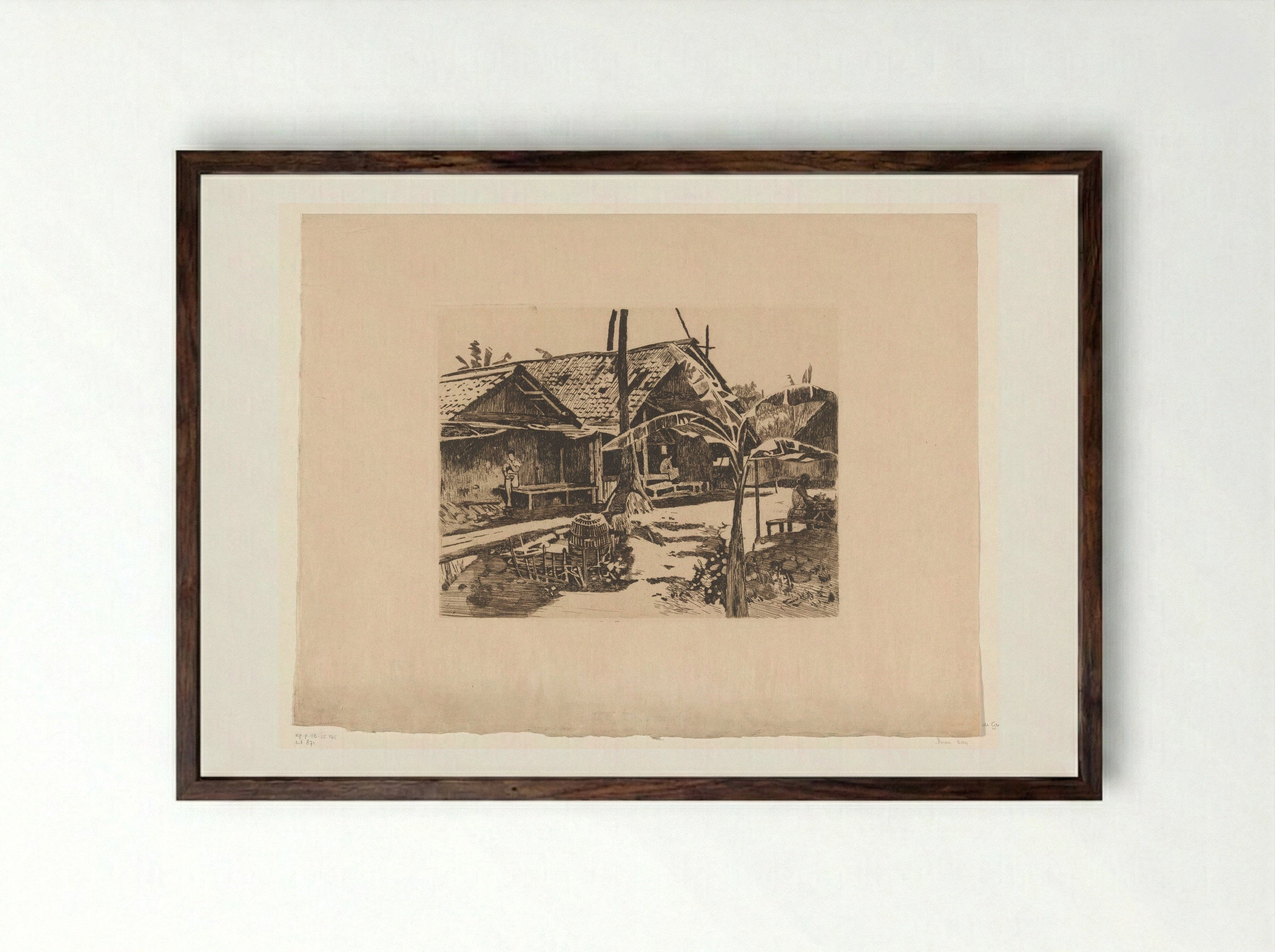 Pisangboom in een kampong in Buitenzorg - Willem Witsen - Framed Print Dark Wood