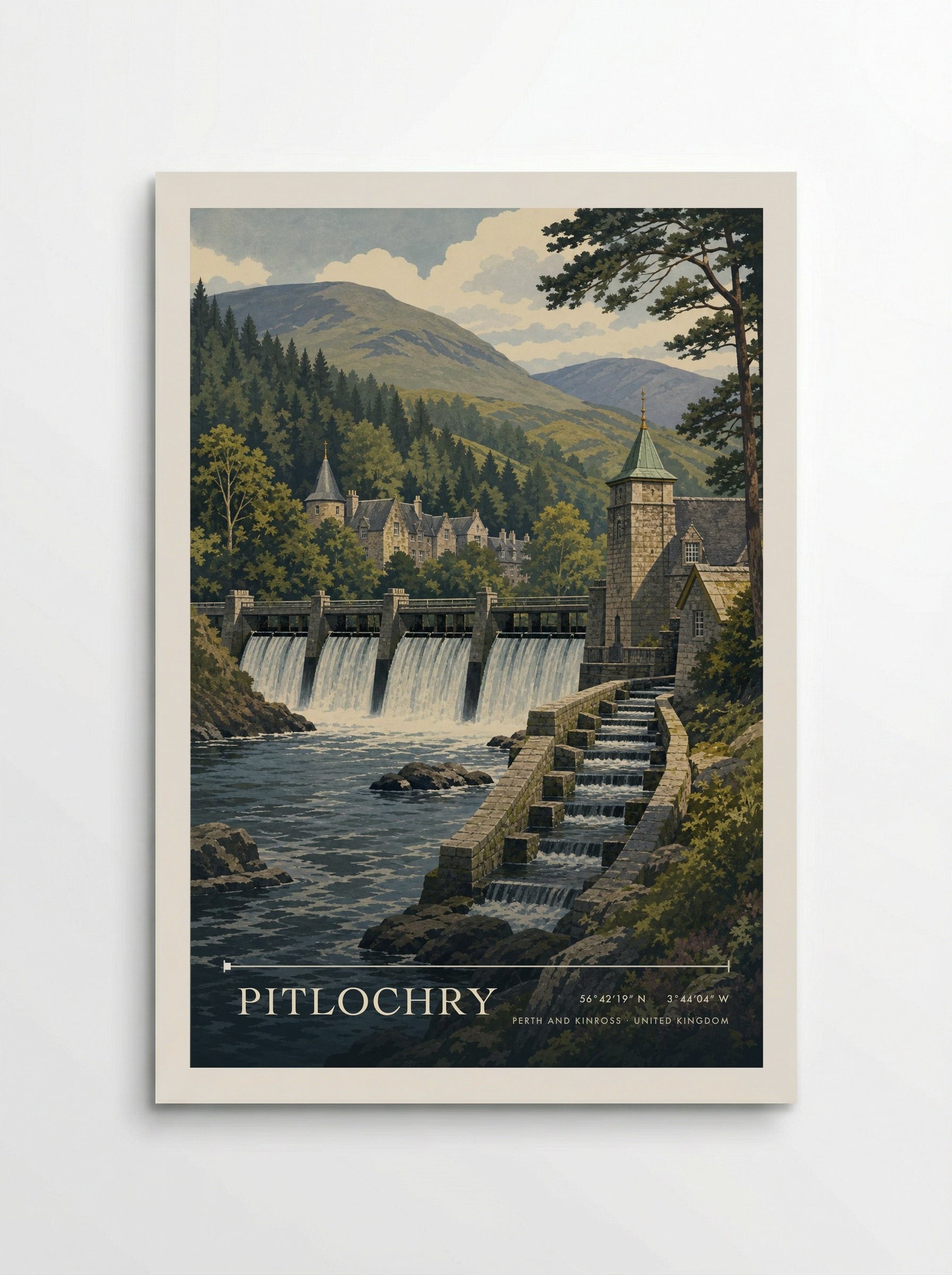 Pitlochry Perth and Kinross United Kingdom Travel Poster - Poster