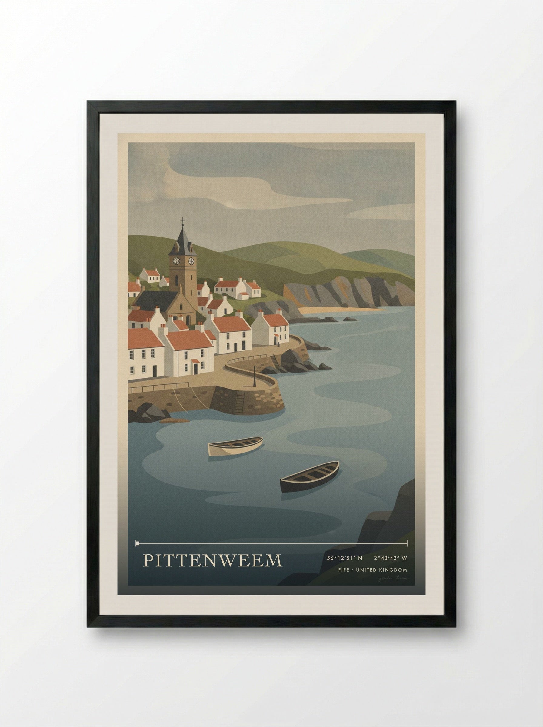 Pittenweem Fife United Kingdom Travel Poster - Framed Print Black