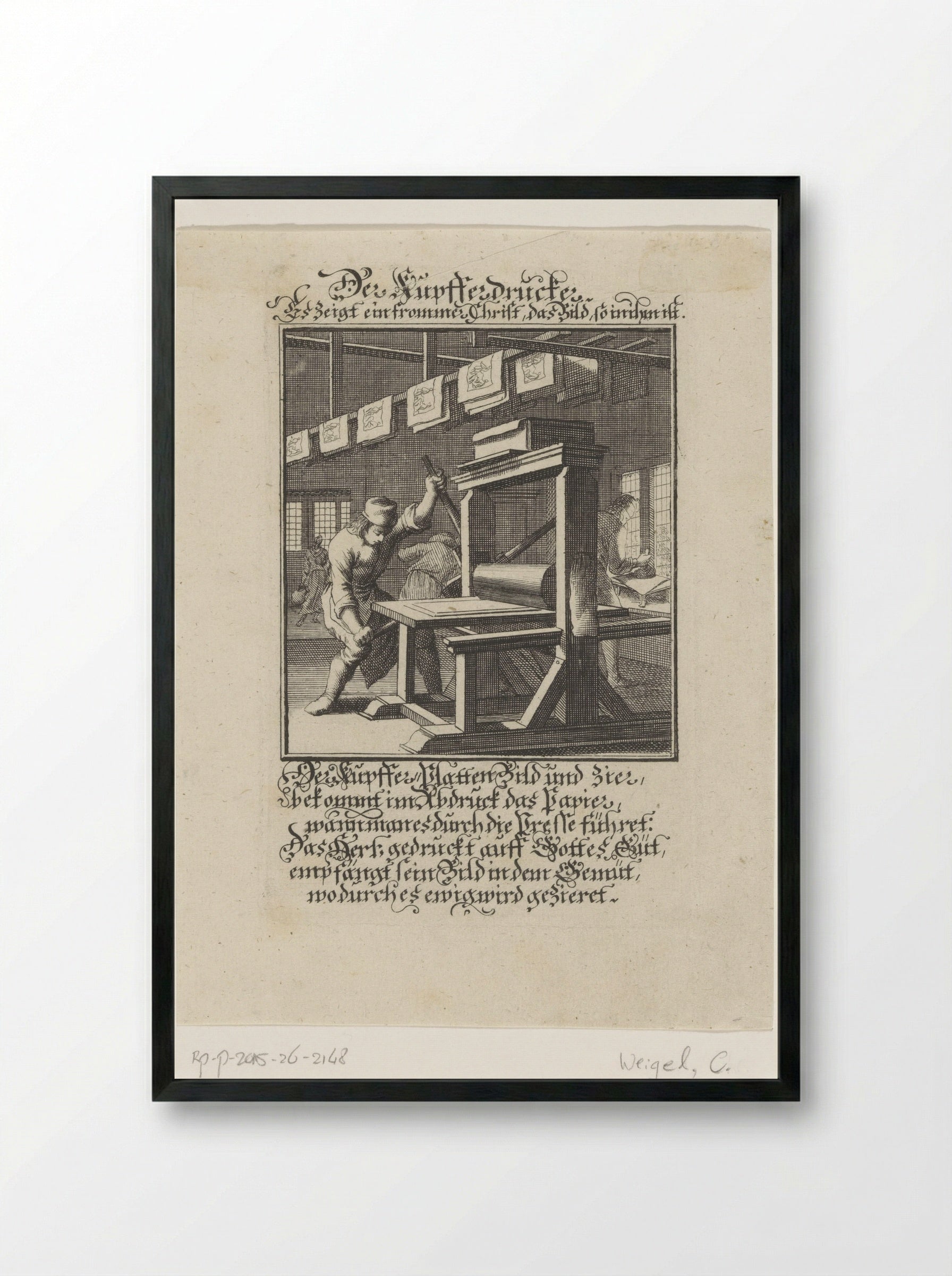 Plaatdrukker (The Copperplate Printer) - Christoph Weigel - Framed Print Black