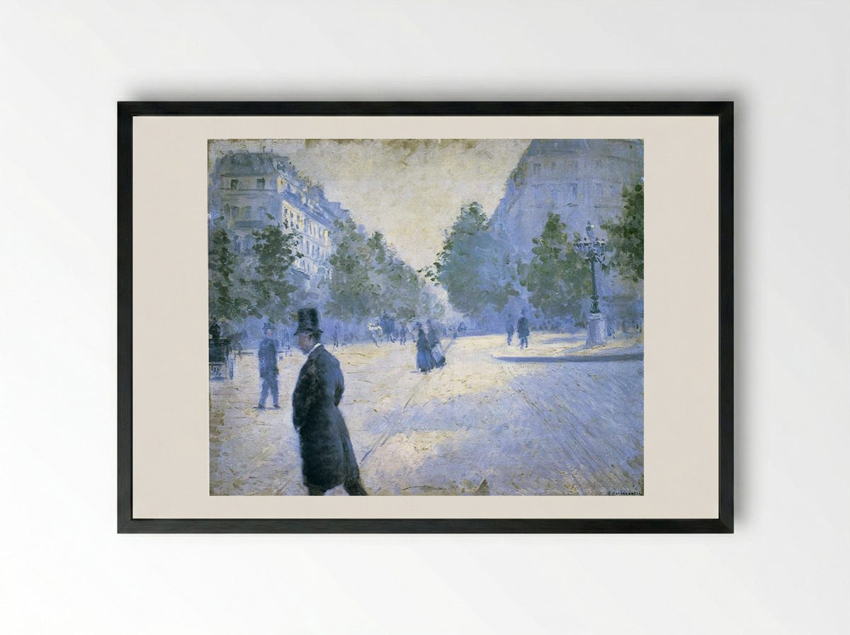 Place Saint Augustin, Misty Weather - Gustave Caillebotte - Framed Print Black