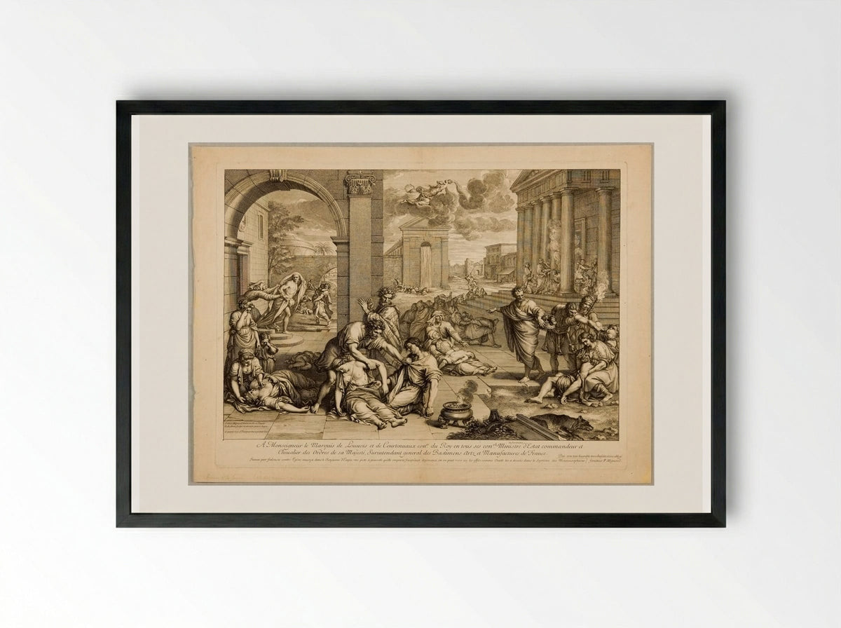 Plague of Aegina - Gérard Audran - Framed Print Black