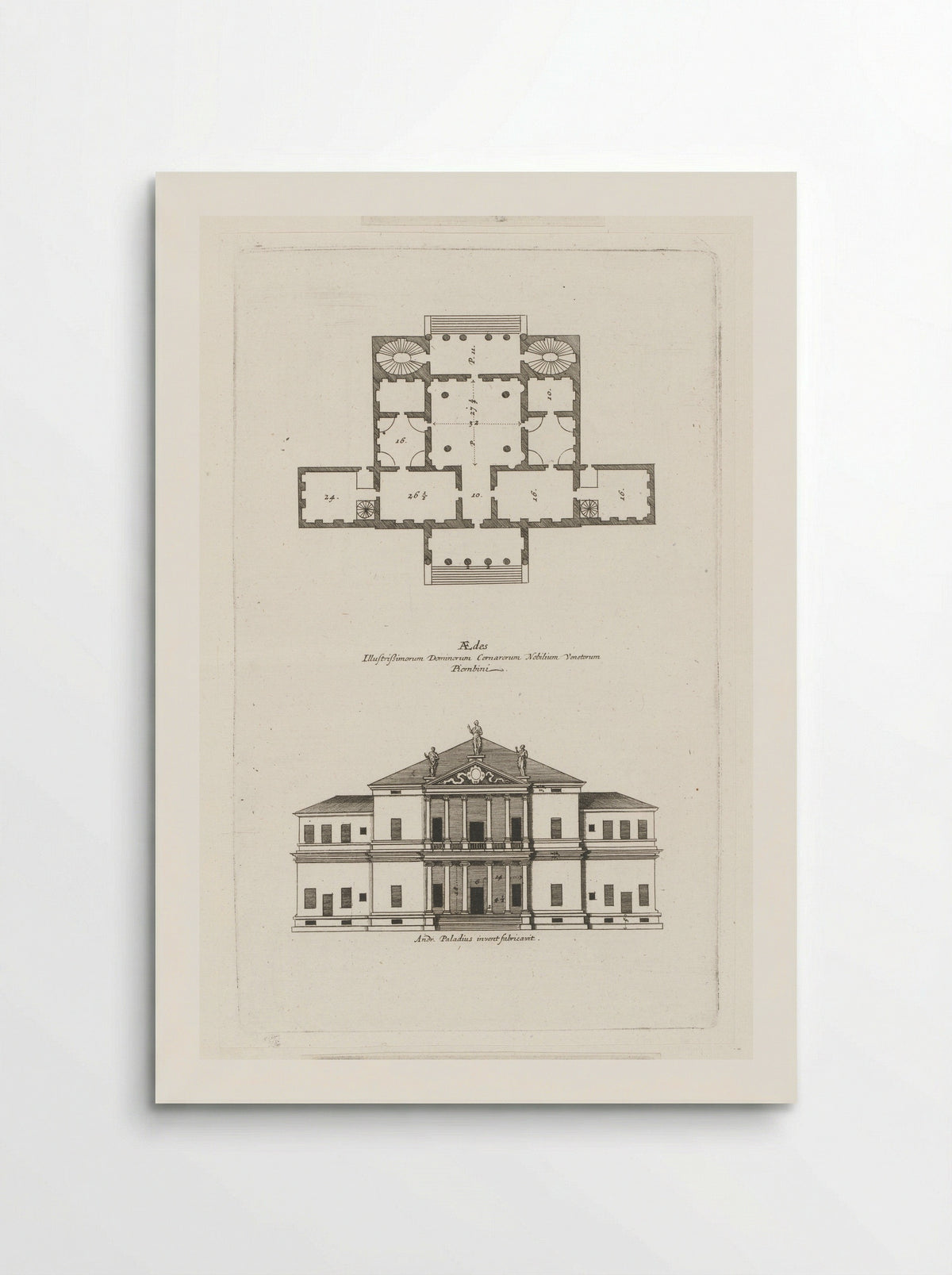 Plan and Elevation of Villa Cornaro - Andrea Palladio - Poster