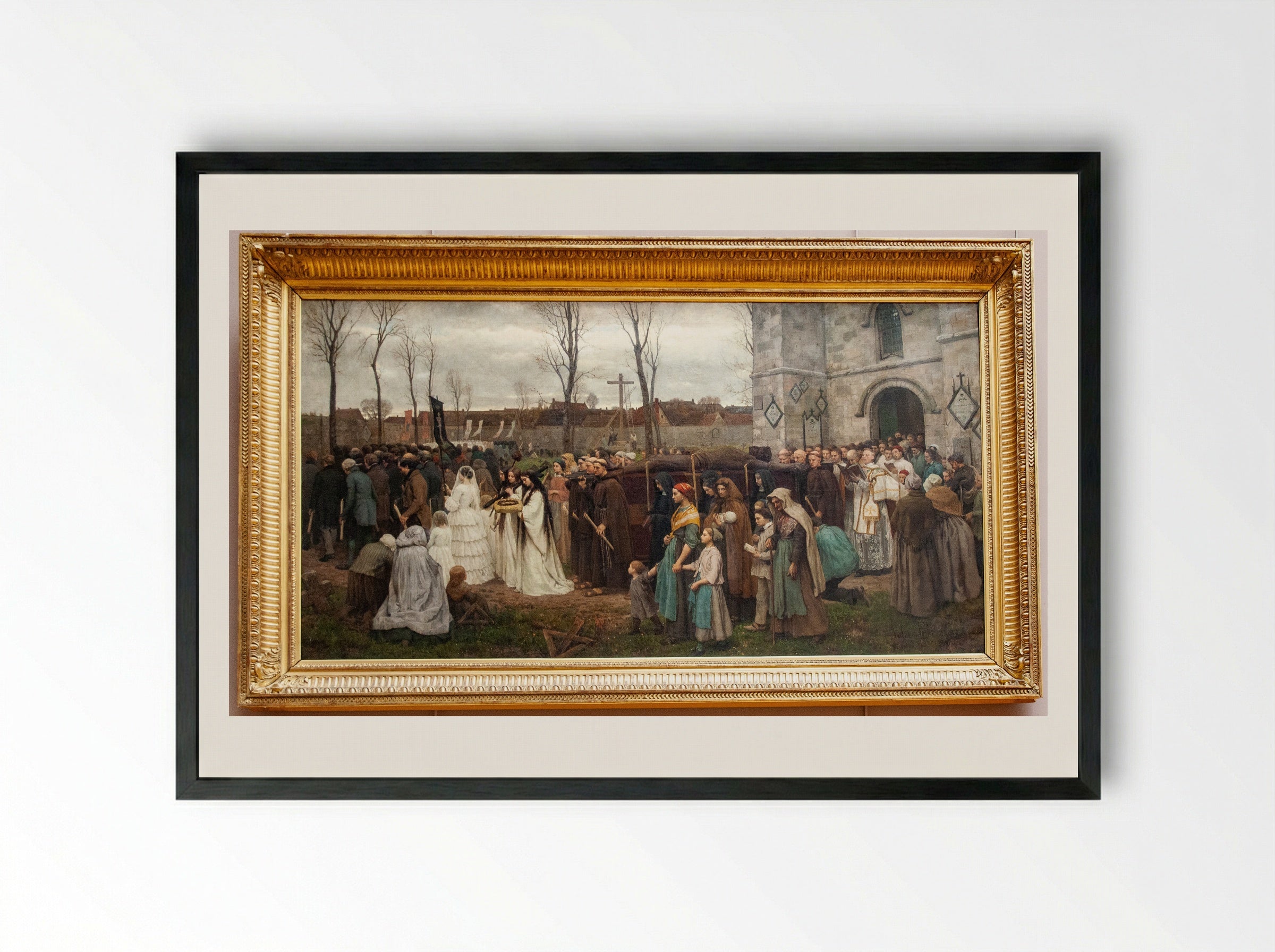 Plantation d'un Calvaire - Jules Breton - Framed Print Black