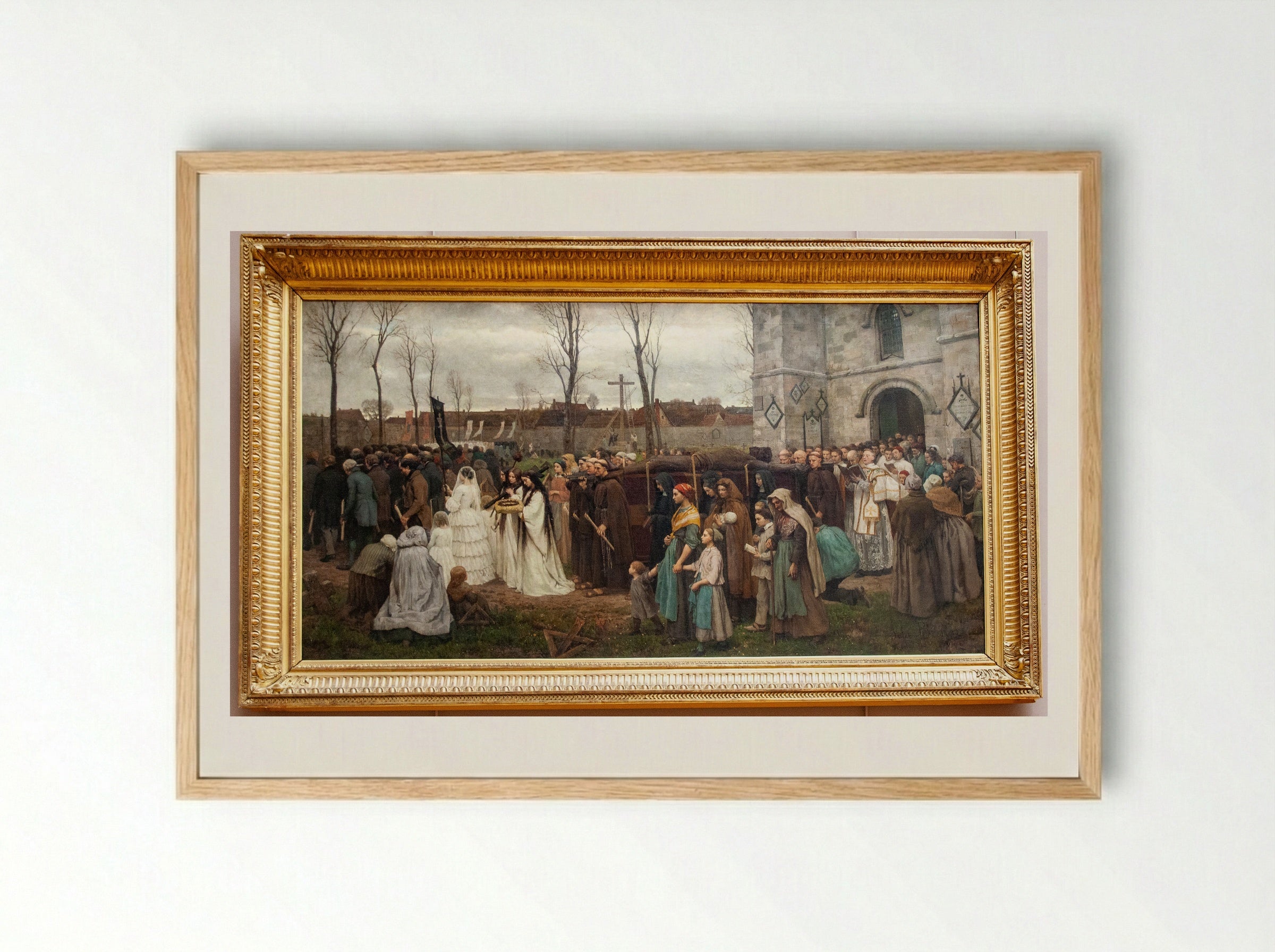 Plantation d'un Calvaire - Jules Breton - Framed Print Wood