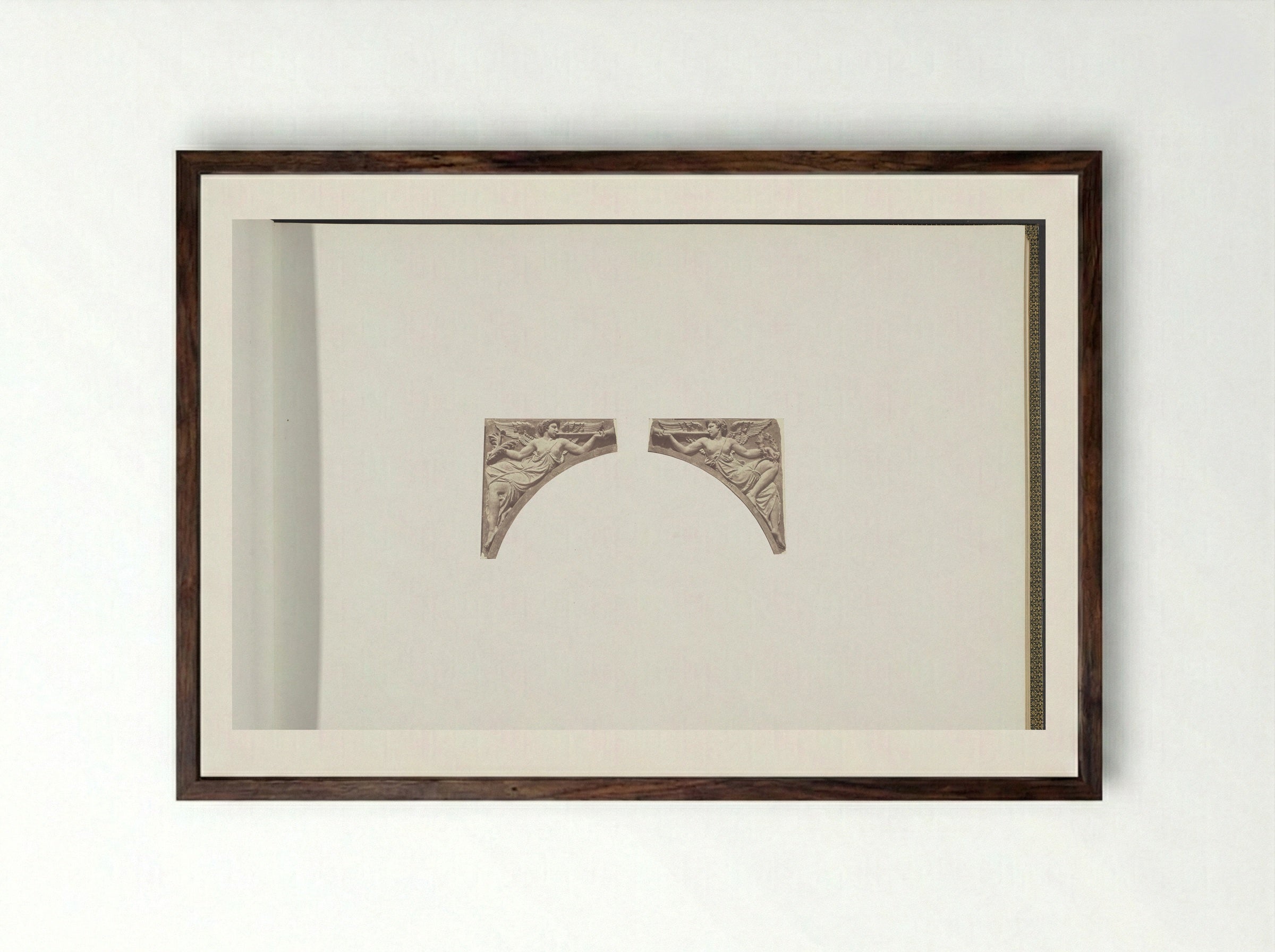 Plaster Model for Sculpture at the Palais du Louvre: La Renommée - Édouard Denis Baldus - Framed Print Dark Wood