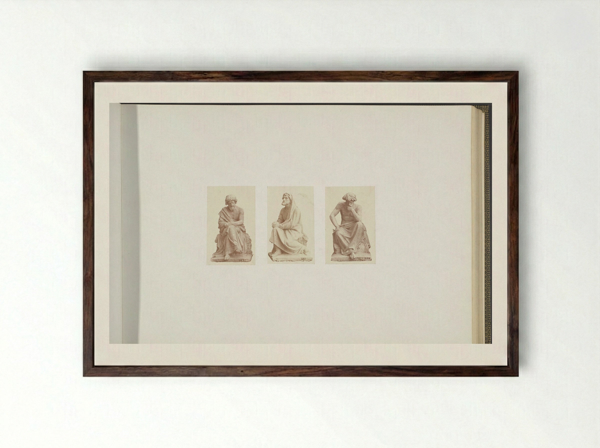 Plaster Models for Sculptures at the Palais du Louvre - Édouard Denis Baldus - Framed Print Dark Wood