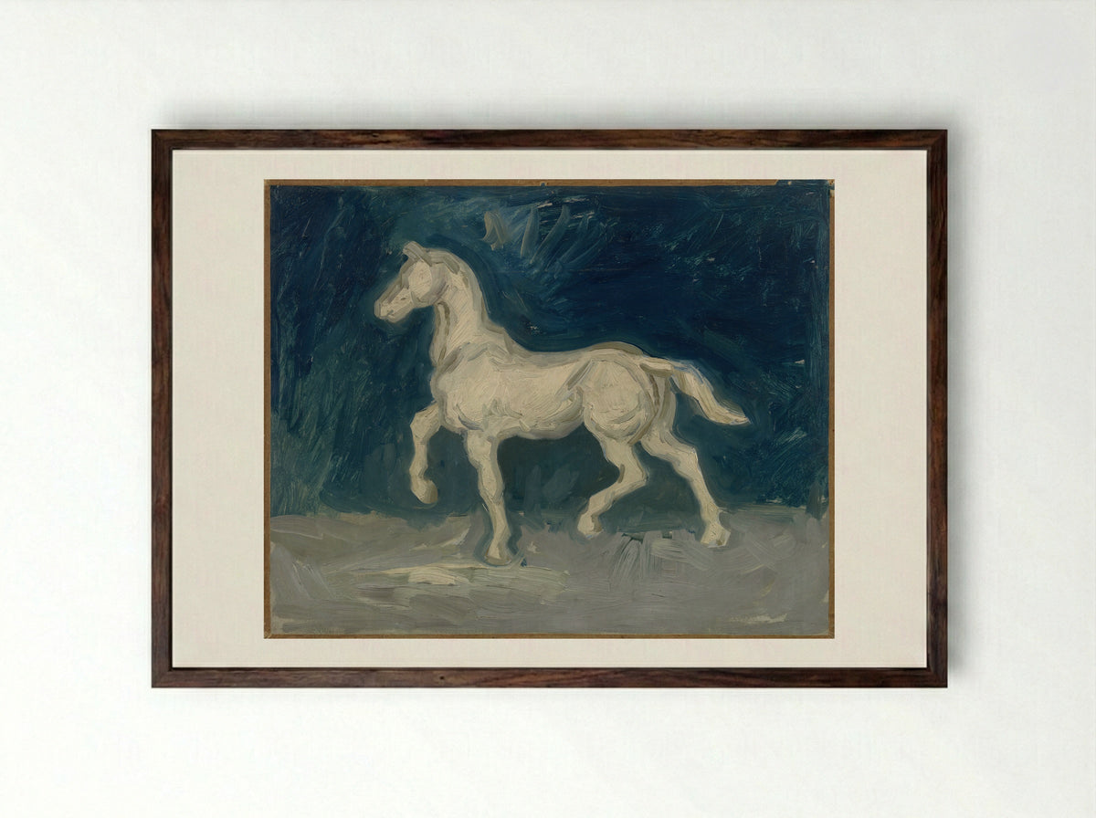 Plaster Statuette of a Horse - Vincent van Gogh - Framed Print Dark Wood