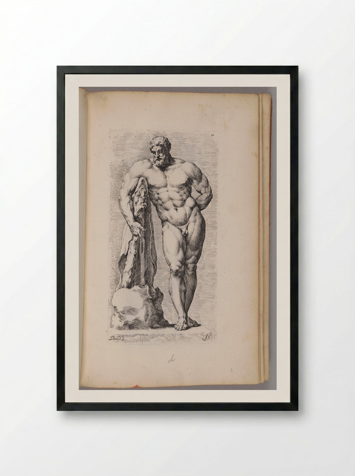 Plate 11: So-called Farnese Hercules - Jan de Bisschop - Framed Print Black