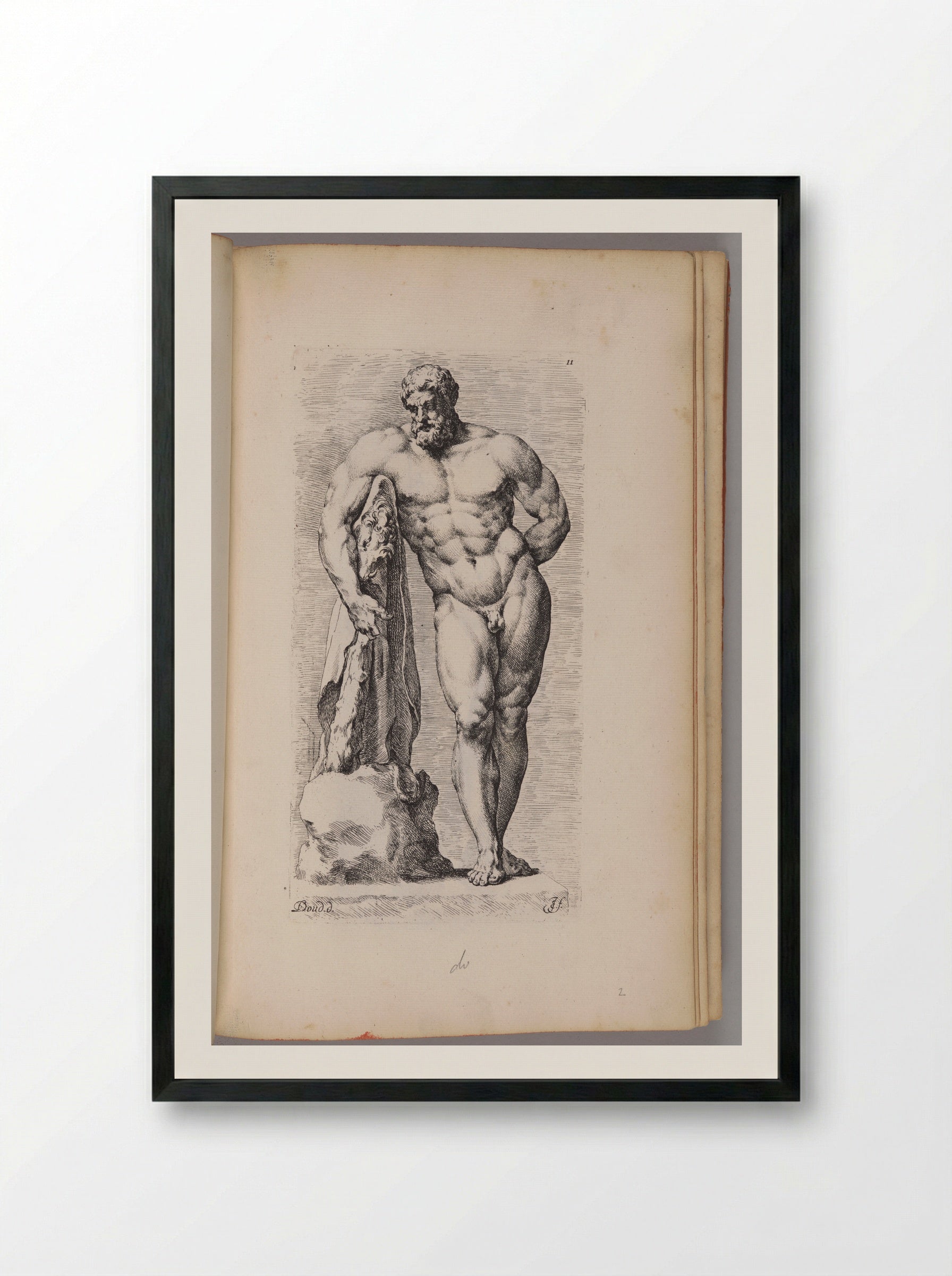 Plate 11: So-called Farnese Hercules - Jan de Bisschop - Framed Print Black