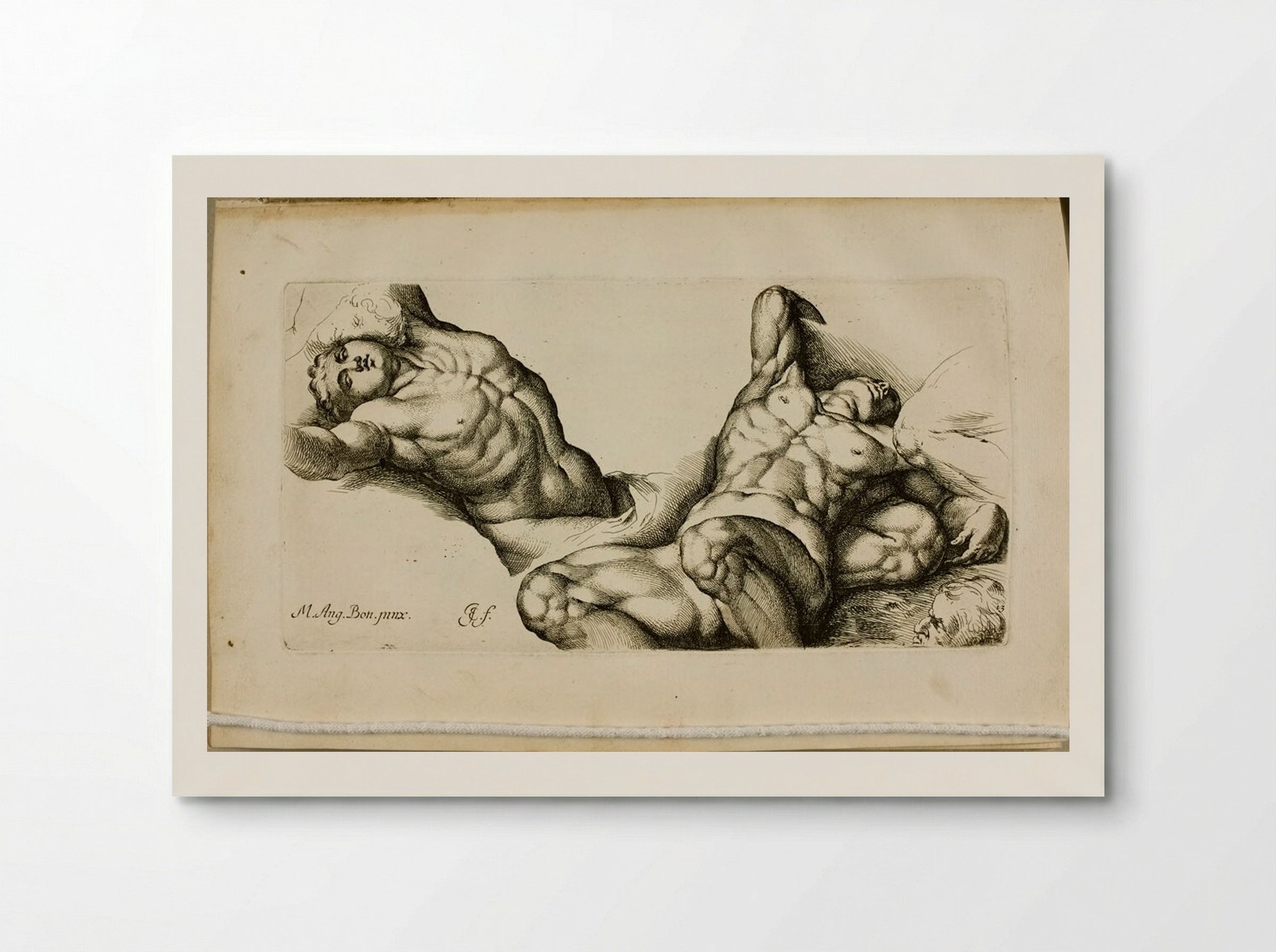 Plate 13: Two Male Nudes Lying on their Backs - Jan de Bisschop - Poster