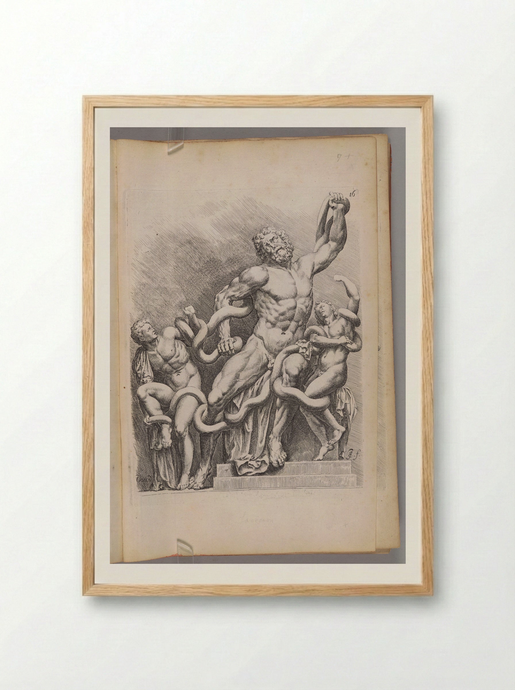 Plate 16: Laocoon and his Sons - Jan de Bisschop - Framed Print Wood
