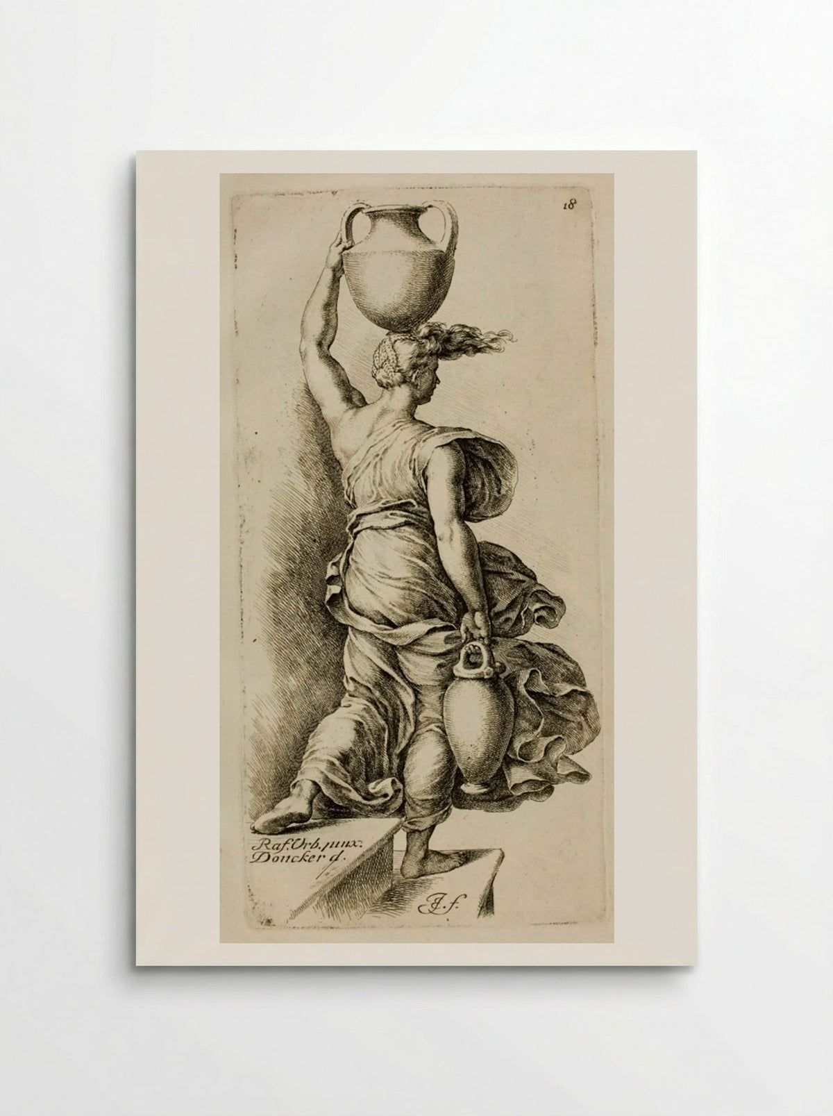 Plate 18: Girl Carrying Water - Jan de Bisschop - Poster