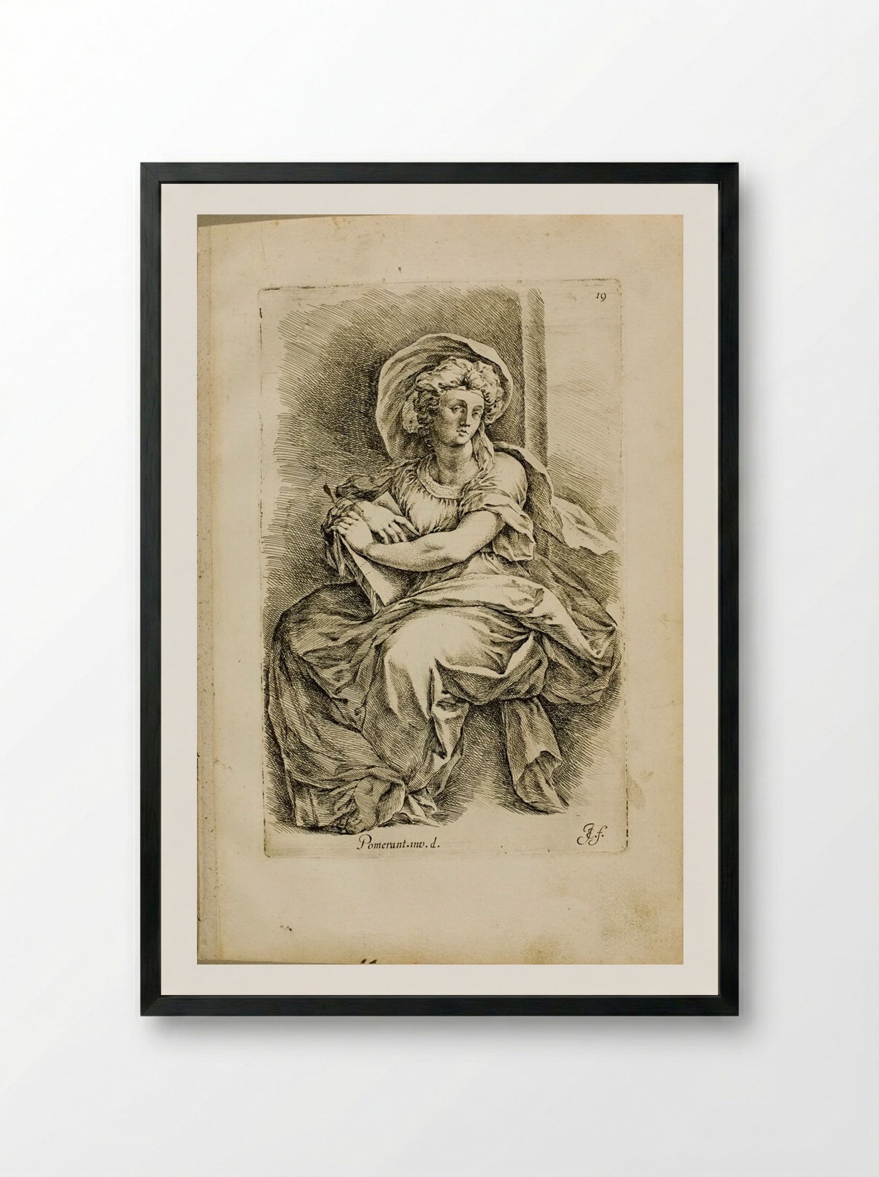 Plate 19: Sibyl (?) or Miriam, the Sister of Moses (?) - Jan de Bisschop - Framed Print Black