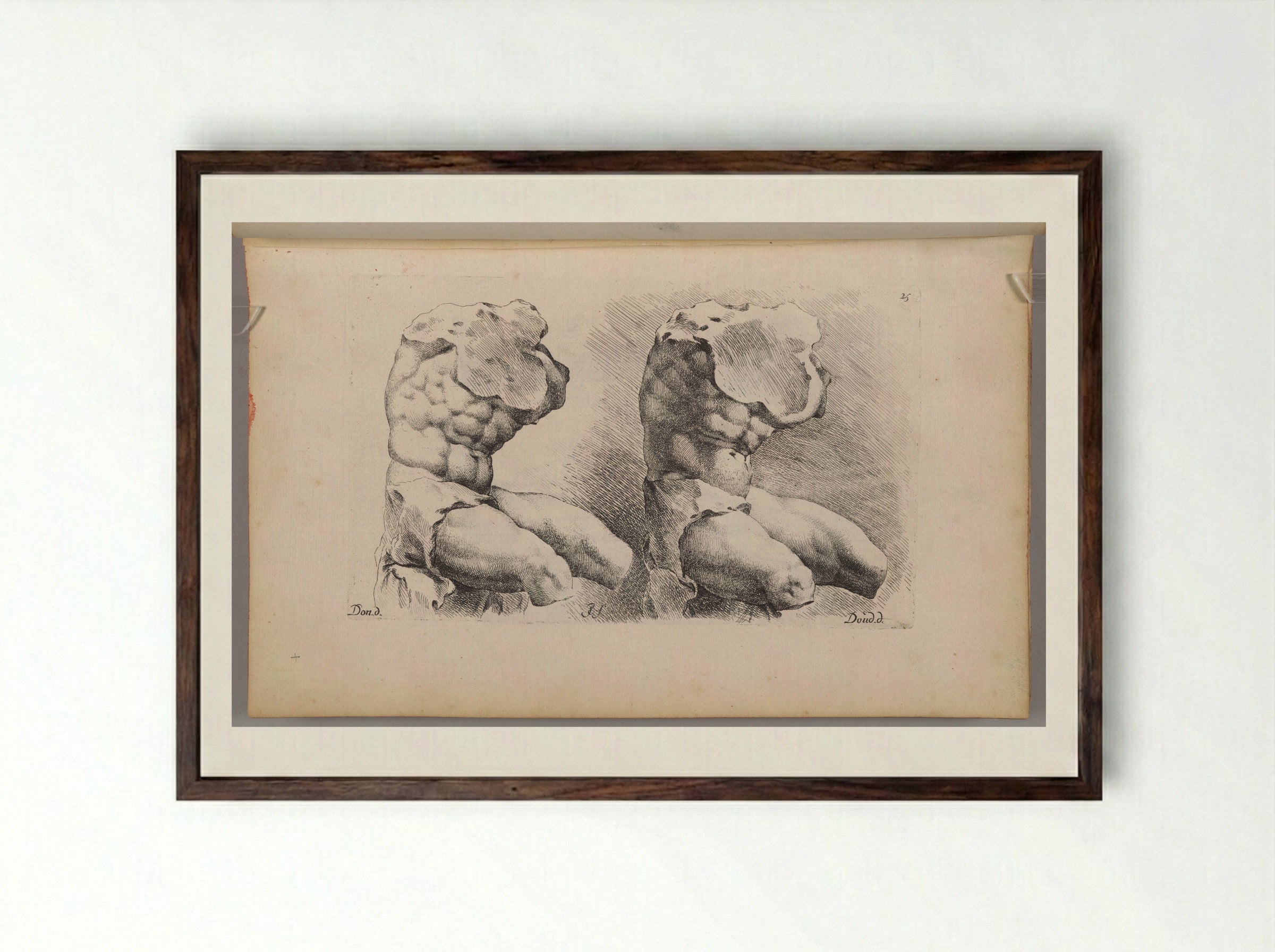 Plate 25: The so-called Belvedere Torso - Jan de Bisschop - Framed Print Dark Wood