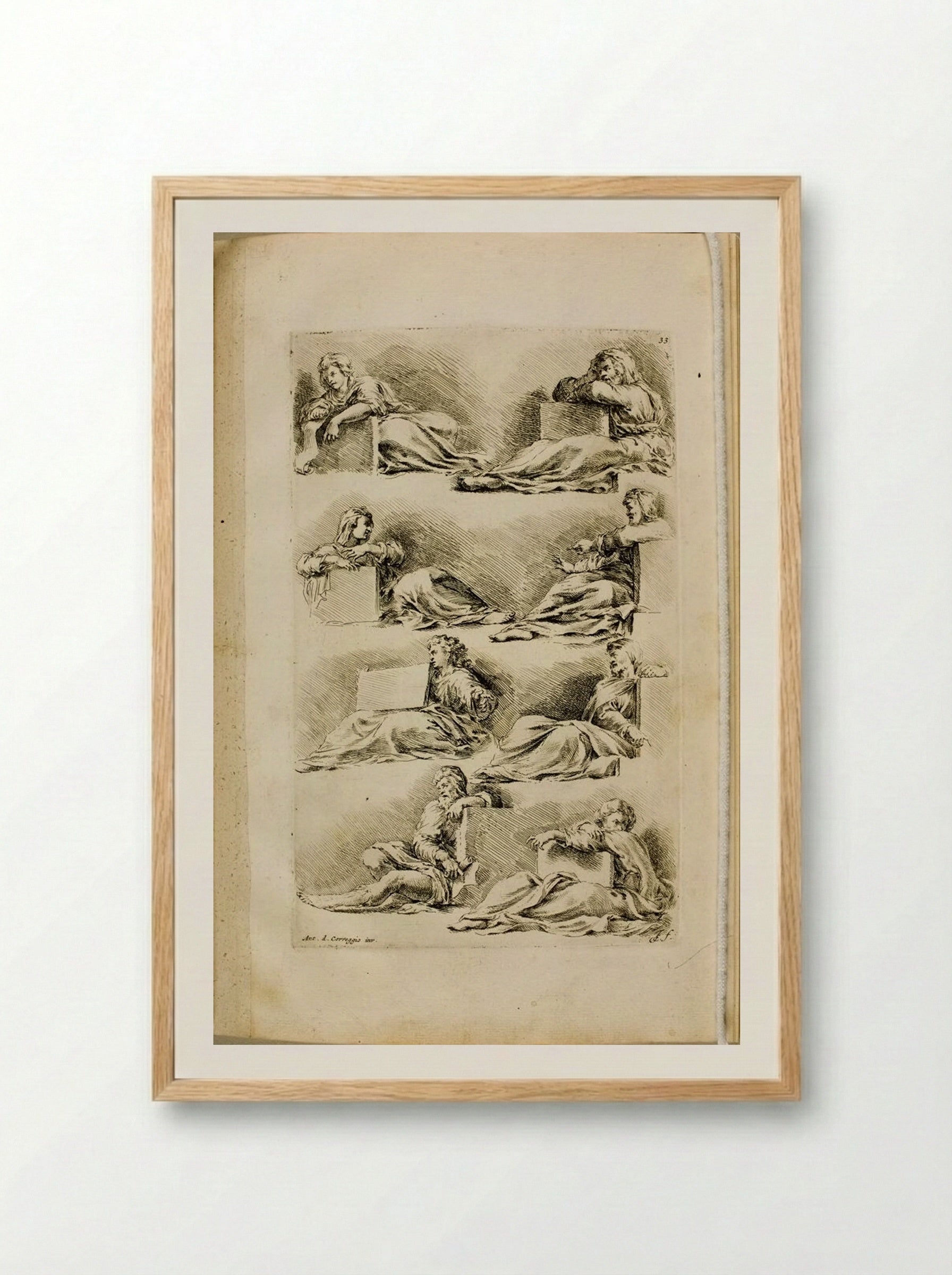 Plate 33: Eight Seated Prophets and Sibyls, Holding Tablets - Jan de Bisschop - Framed Print Wood