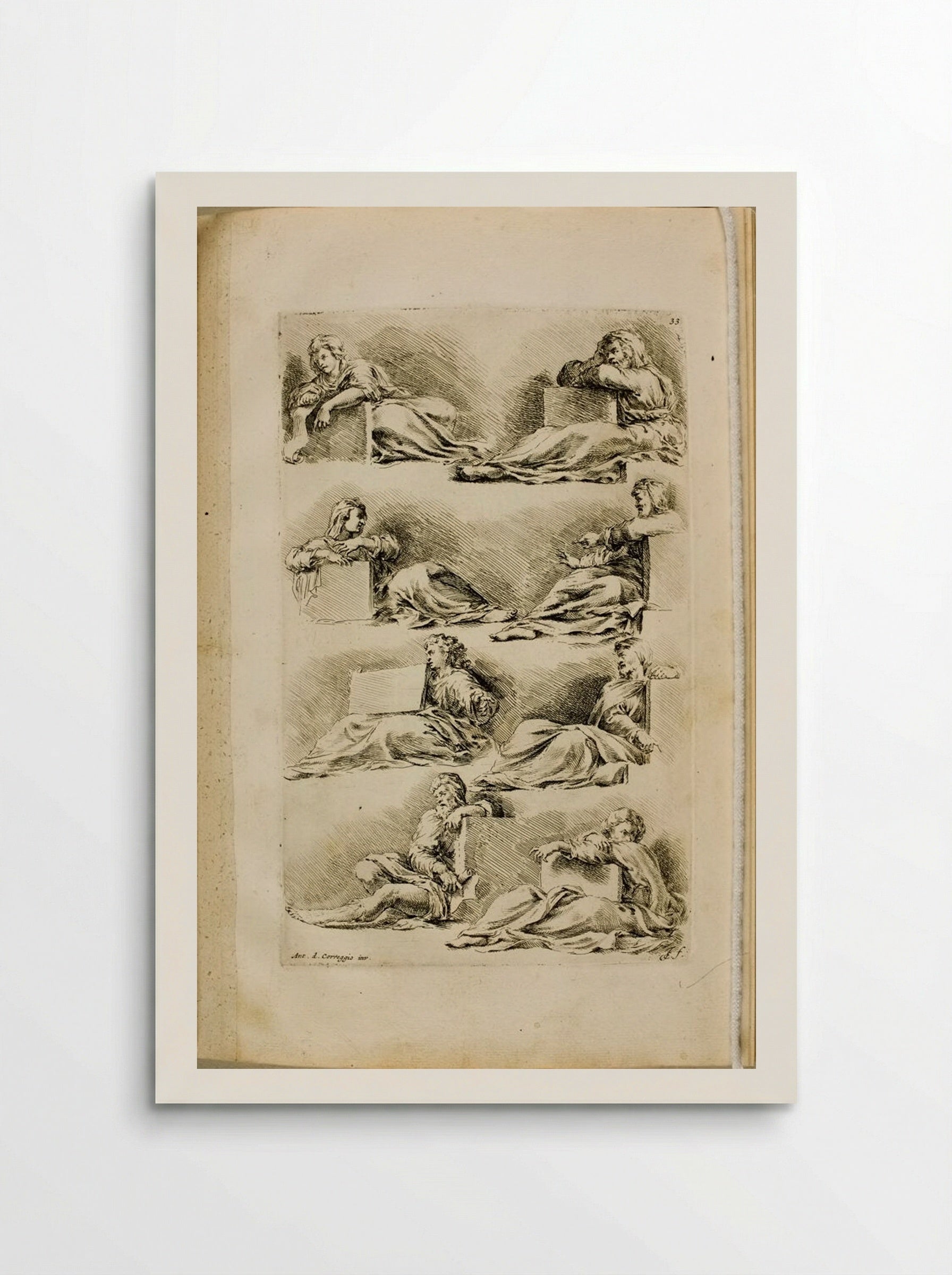 Plate 33: Eight Seated Prophets and Sibyls, Holding Tablets - Jan de Bisschop - Poster