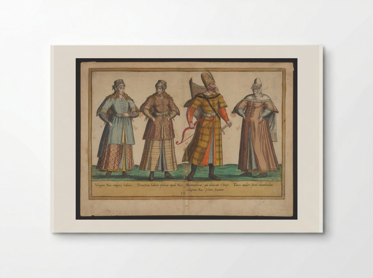 Plate 34: Ottoman Female and Male Attire - Abraham de Bruyn - Poster