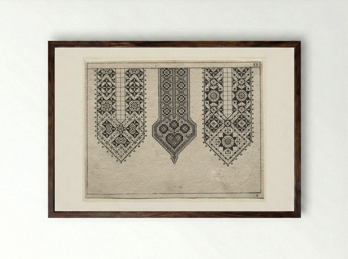 Plate 37 from Schon News Modelbuch - Hans Sibmacher - Framed Print Dark Wood