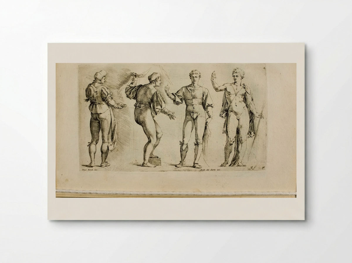 Plate 38: Four Standing Male Figures - Jan de Bisschop - Poster